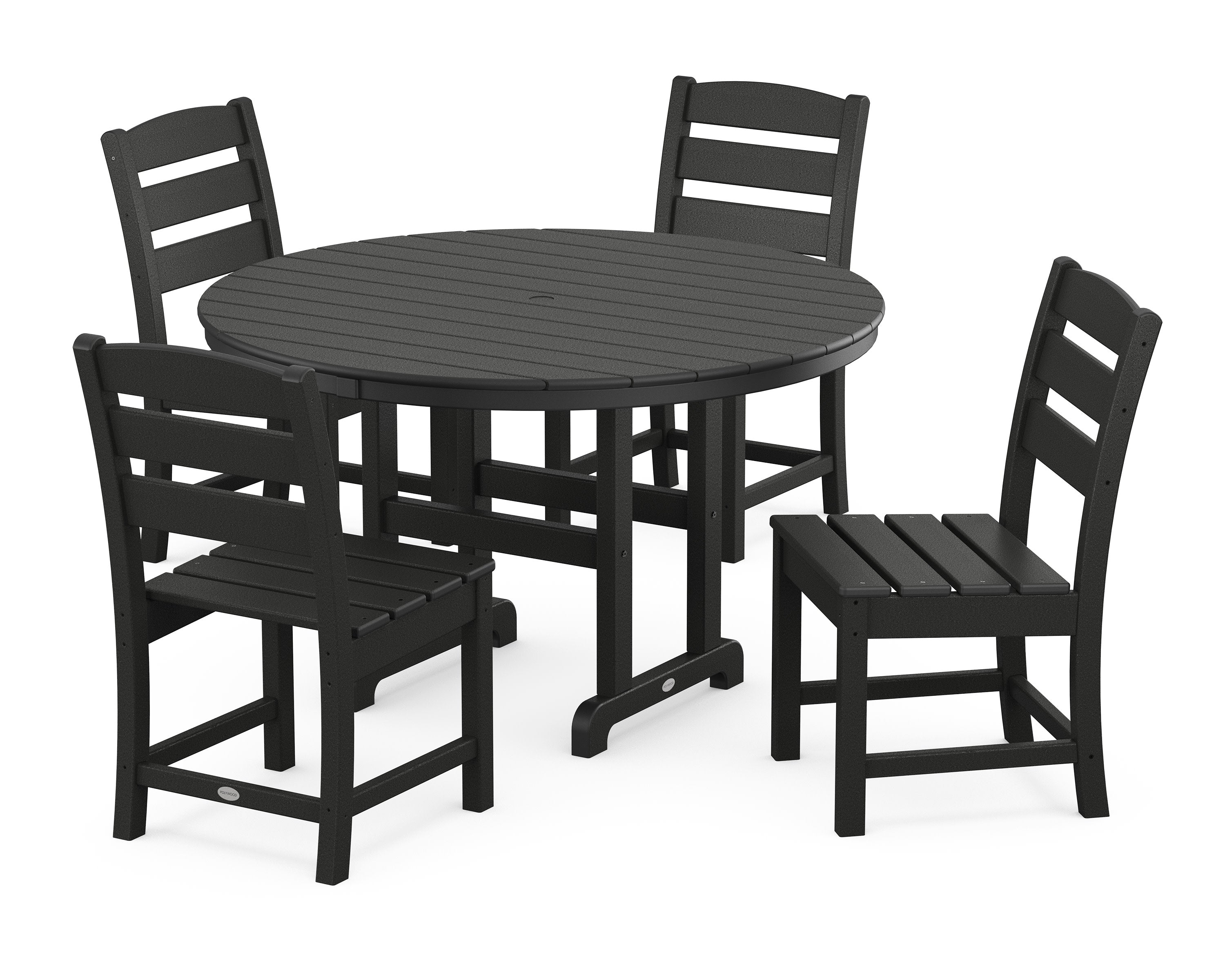 Lakeside 5-Piece Round Farmhouse Side Chair Dining Set in Black