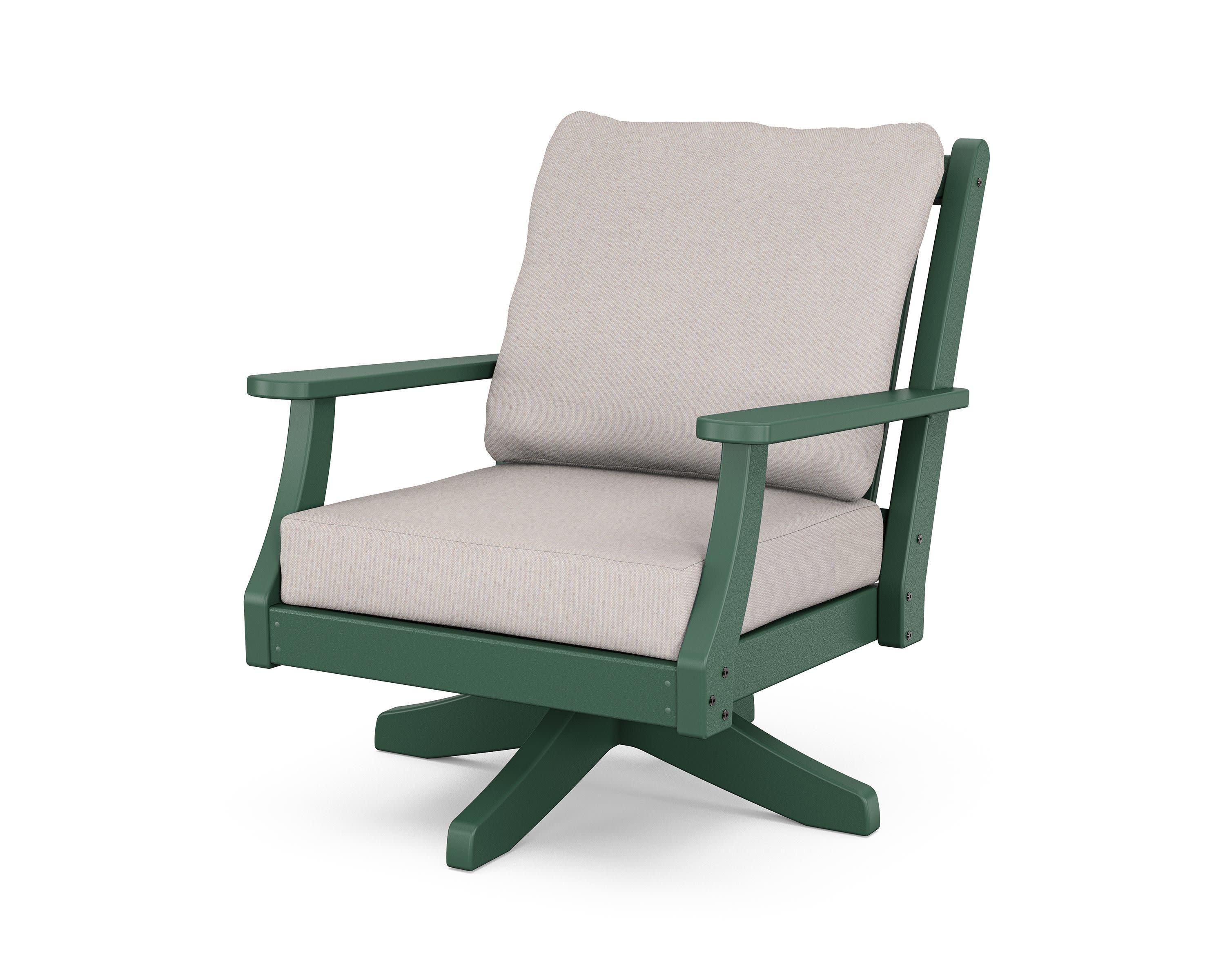 Wovendale Deep Seating Swivel Chair in Green / Dune Burlap