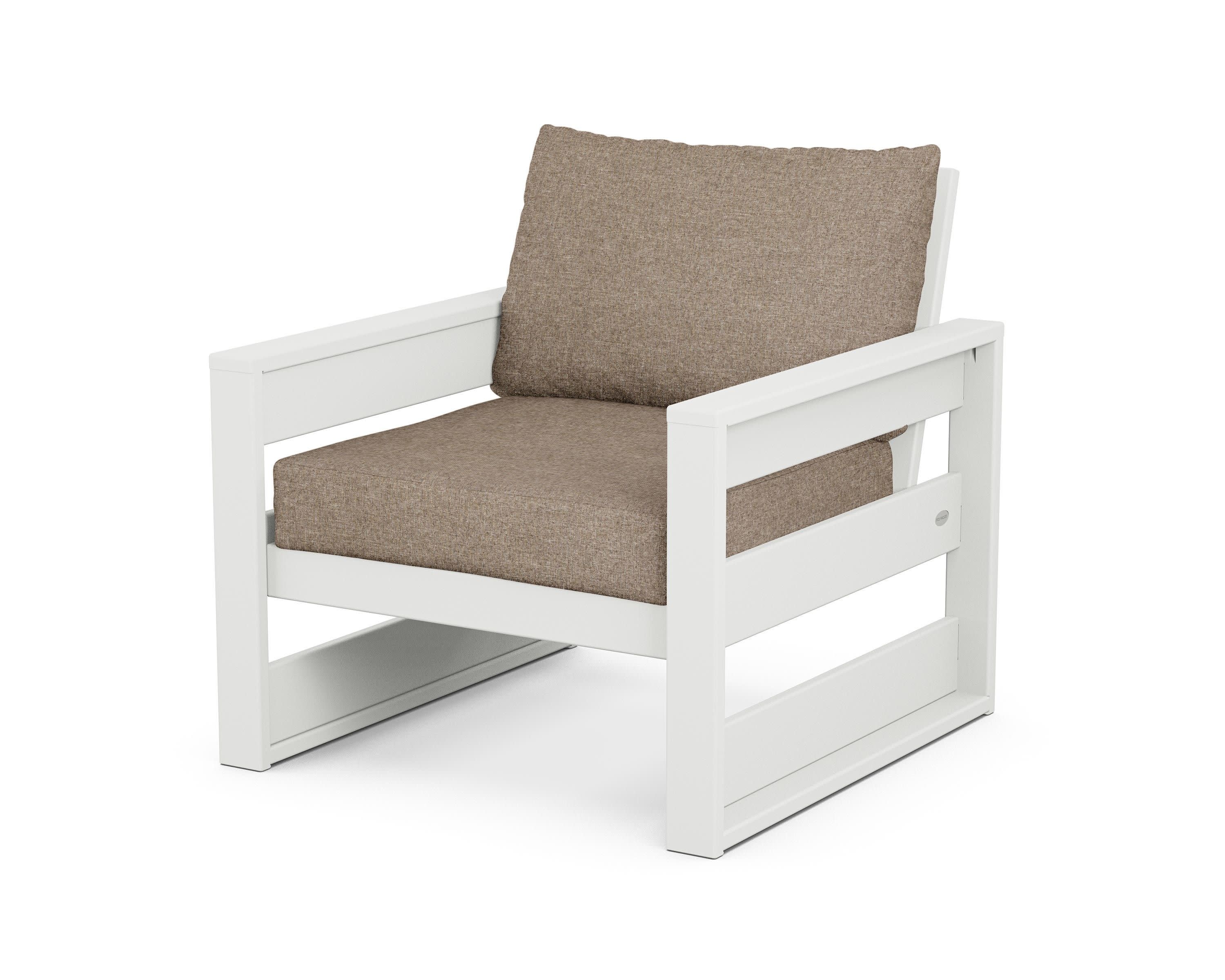 Westport Club Chair in White / Spiced Burlap