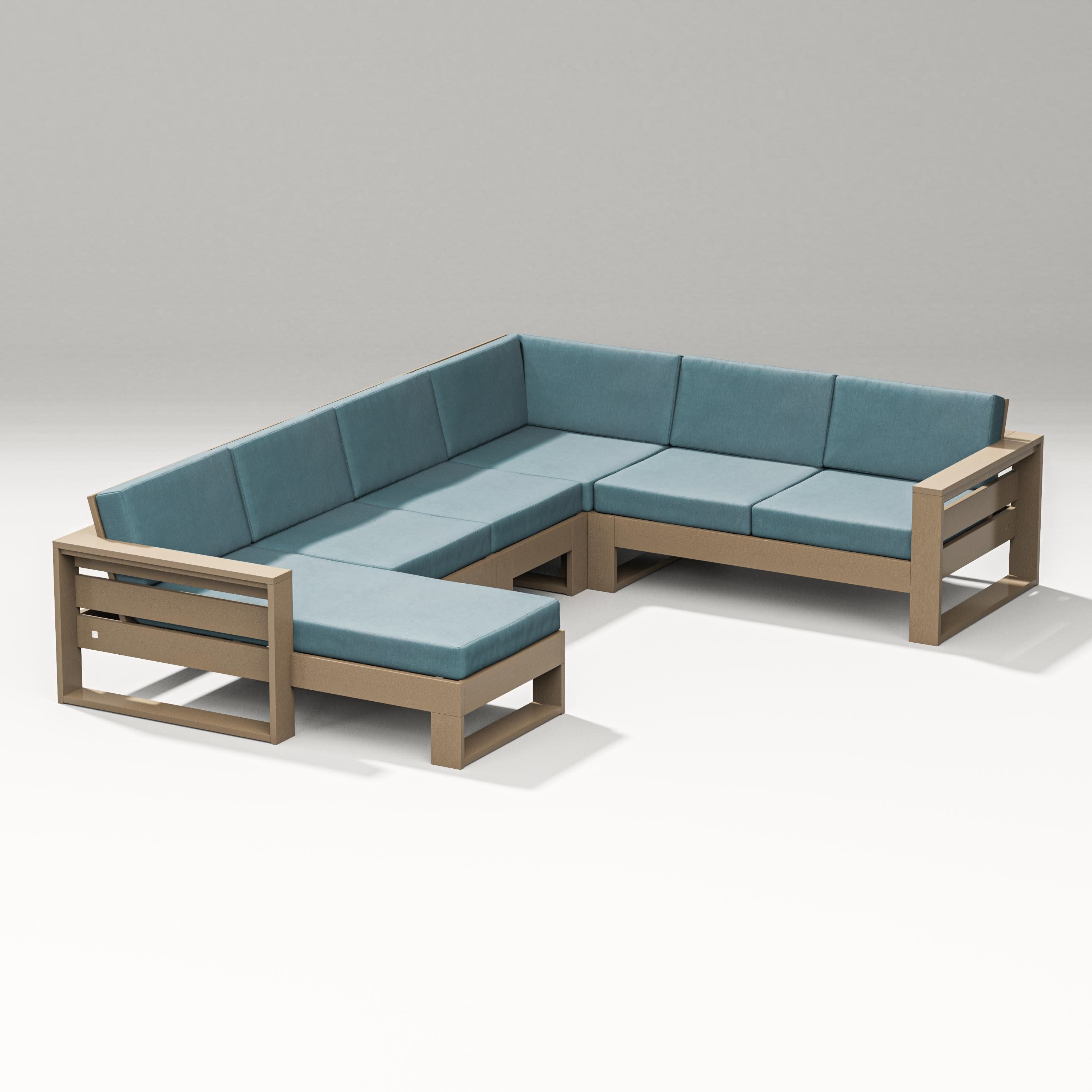 Latitude Corner Sectional with Left Chaise in Vintage Sahara / Ocean Teal