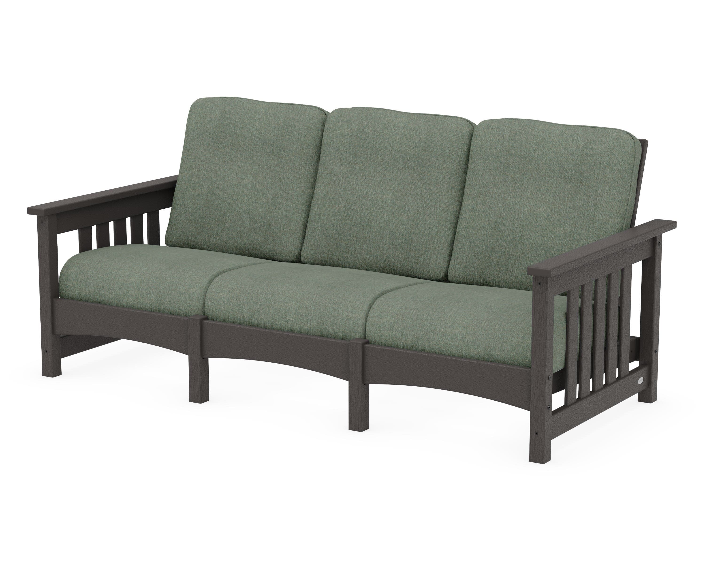 Club Mission Sofa in Vintage Coffee / Cast Sage