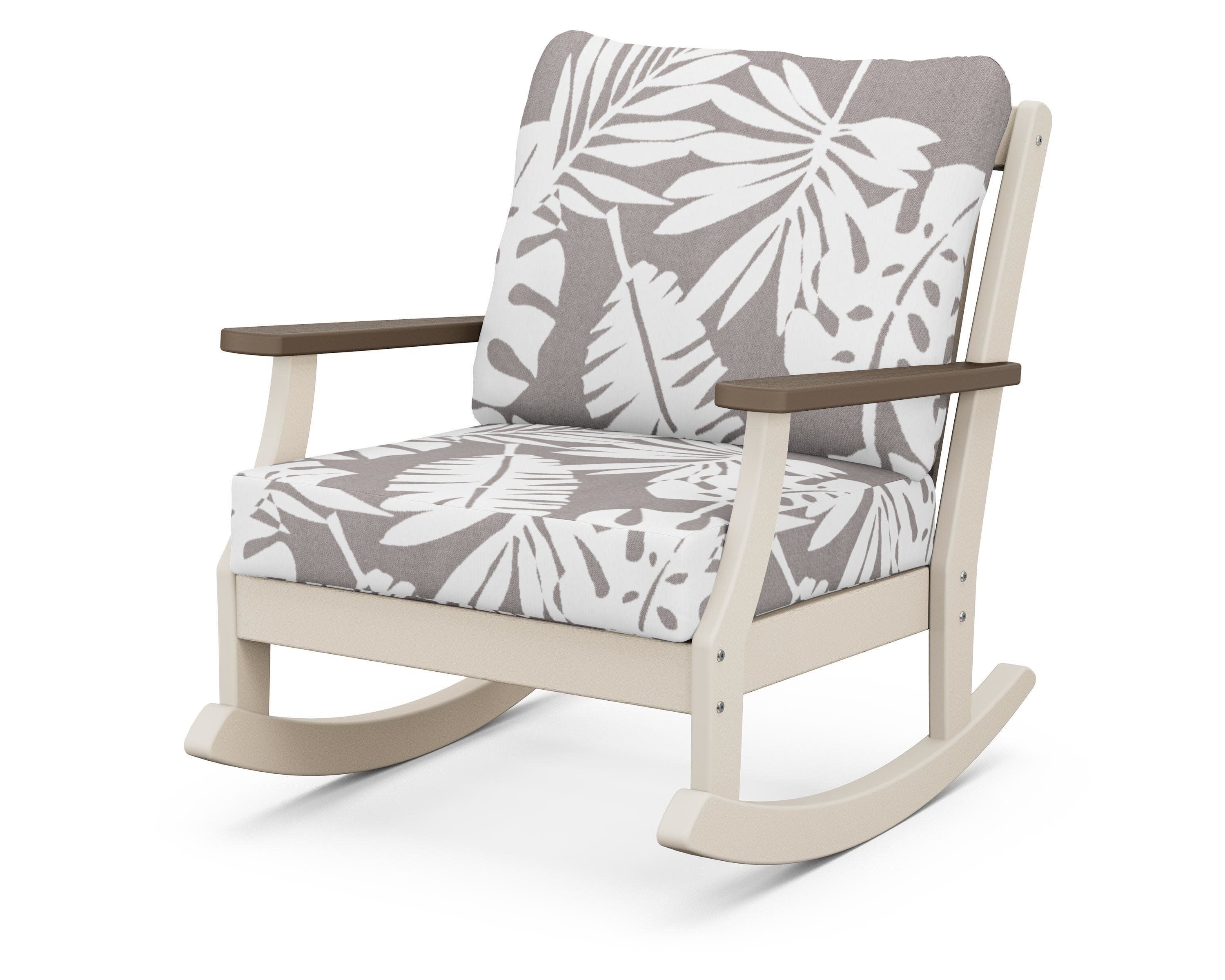 Braxton Deep Seating Rocking Chair in Sand / Kona / Leaf Grey Mist