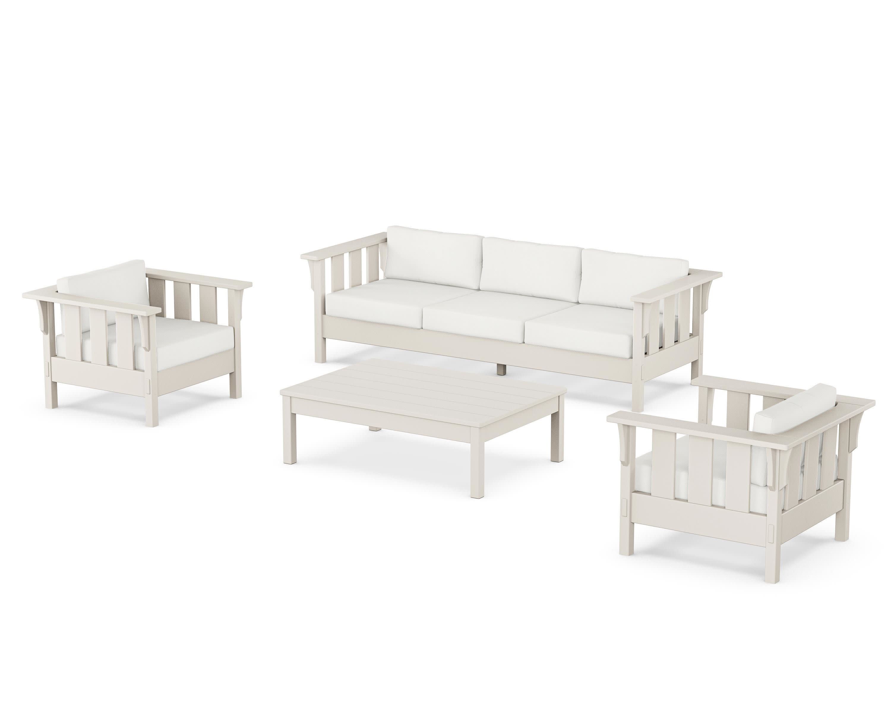 Acadia 4-Piece Deep Seating Set with Sofa in Sand / Natural Linen