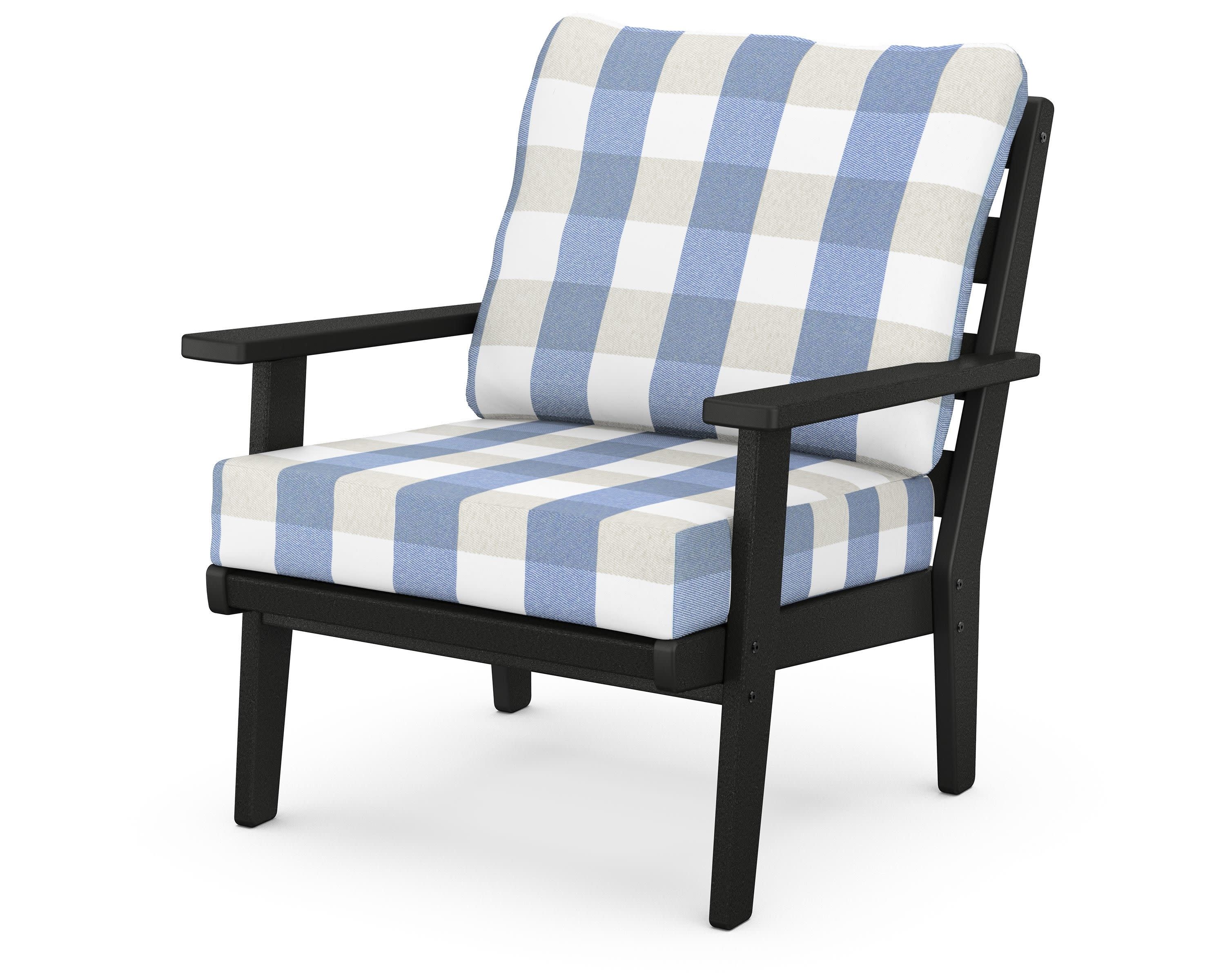 Grant Park Deep Seating Chair in Black / Buffalo Plaid Sky Blue
