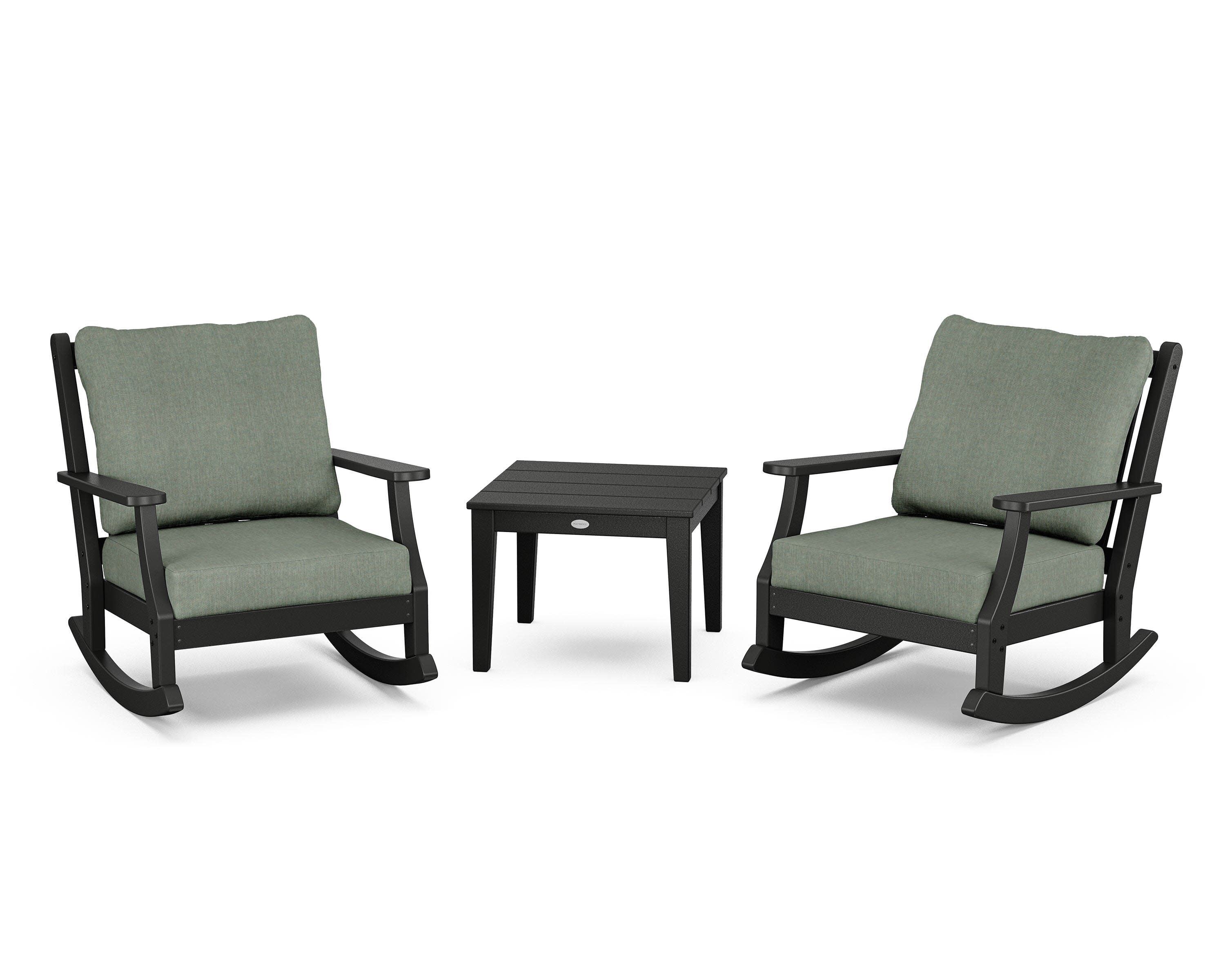 Wovendale 3-Piece Deep Seating Rocker Set in Black / Cast Sage