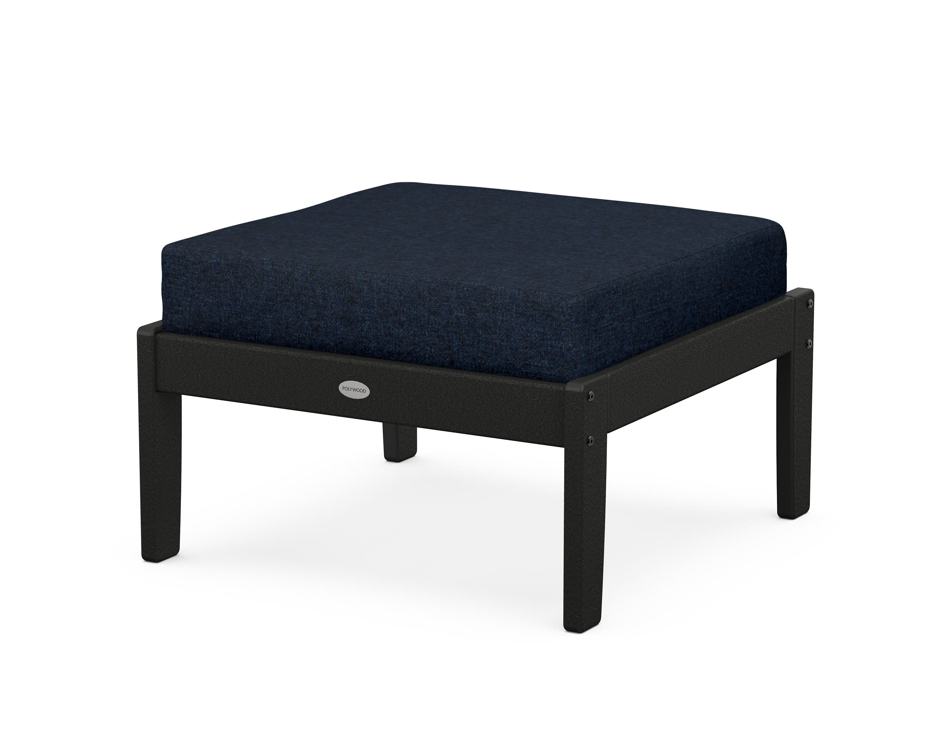 Braxton Deep Seating Ottoman in Black / Marine Indigo