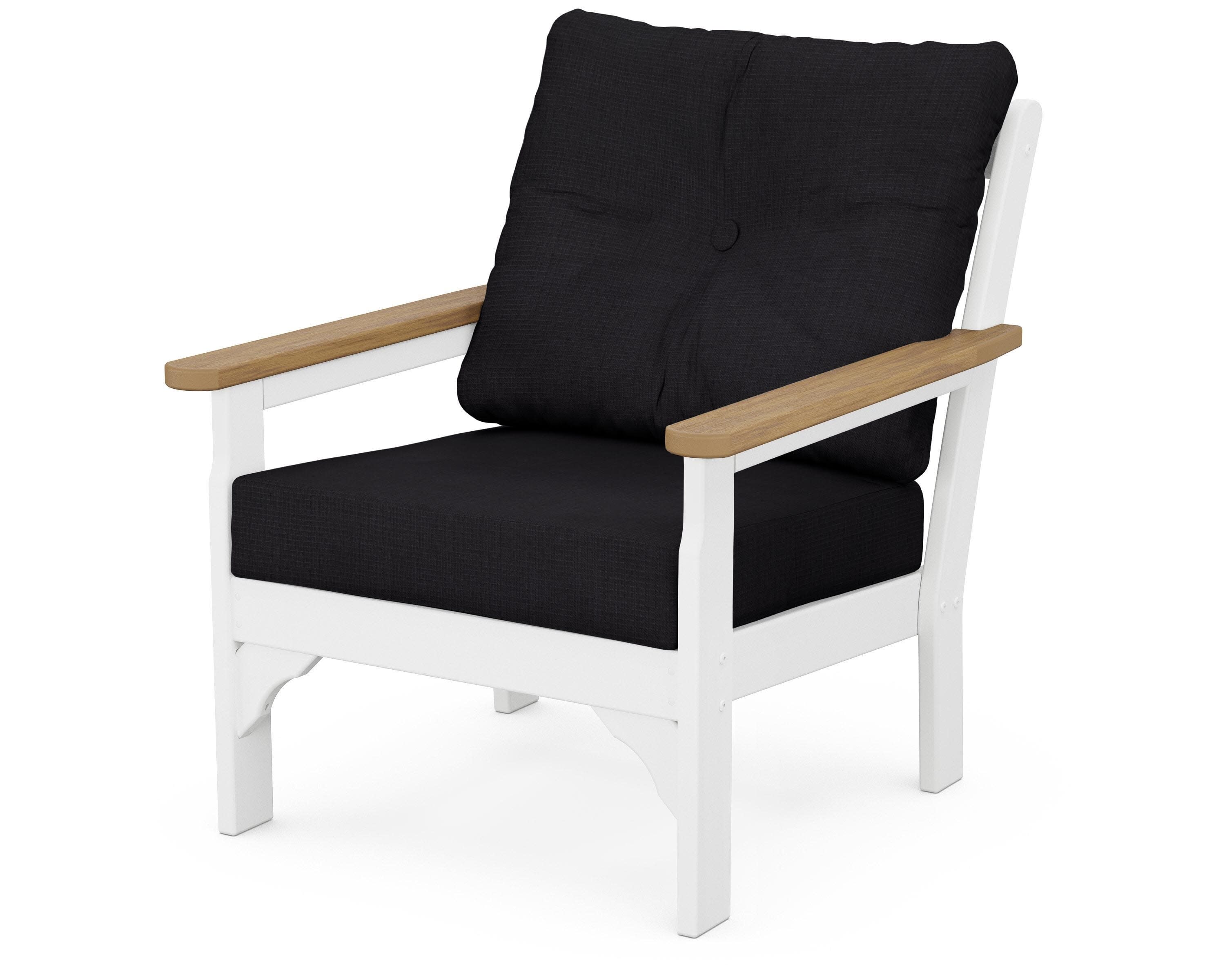 Vineyard Deep Seating Chair in White / Natural / Midnight Linen