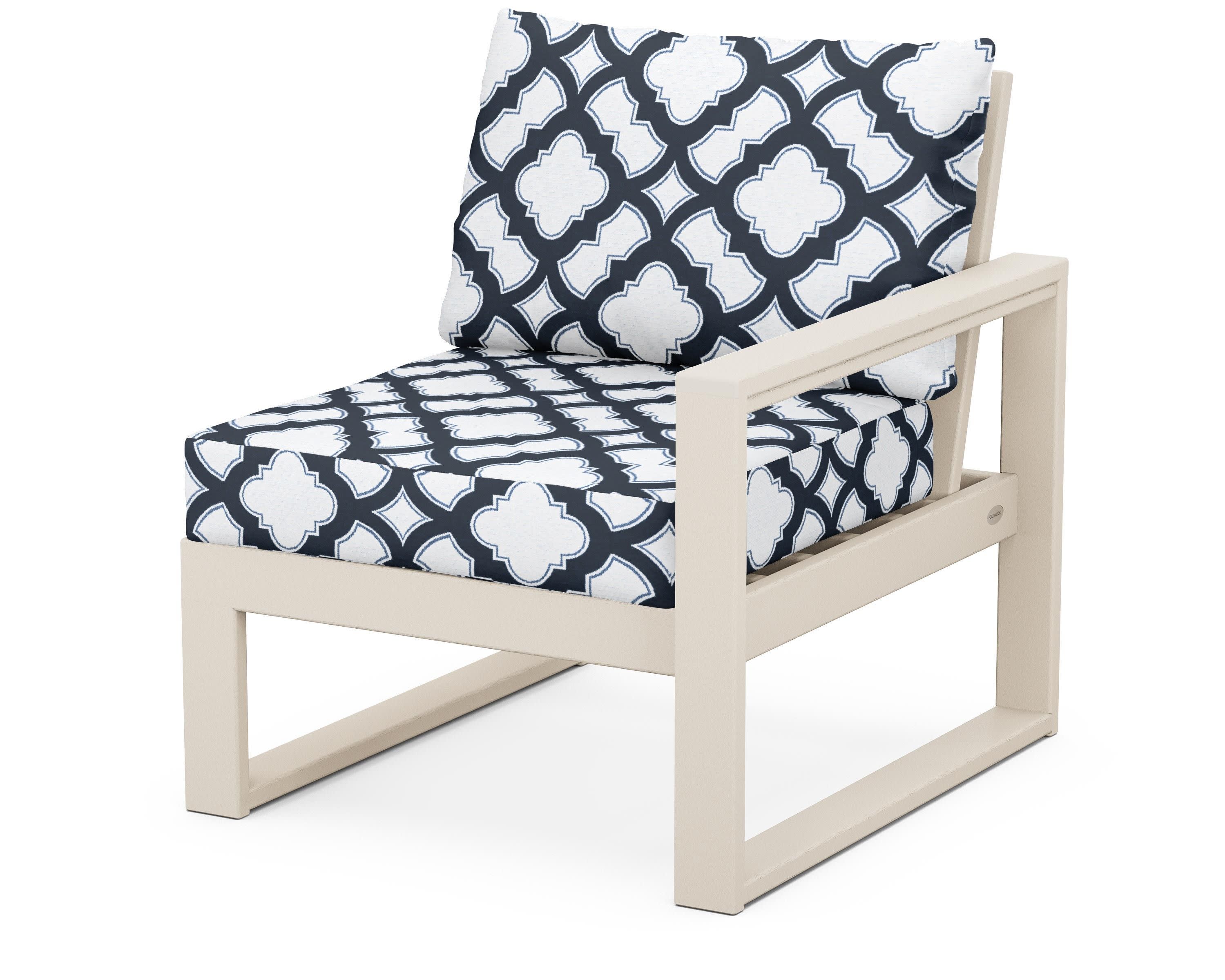 EDGE Modular Right Arm Chair in Sand / Trellis Marine Indigo