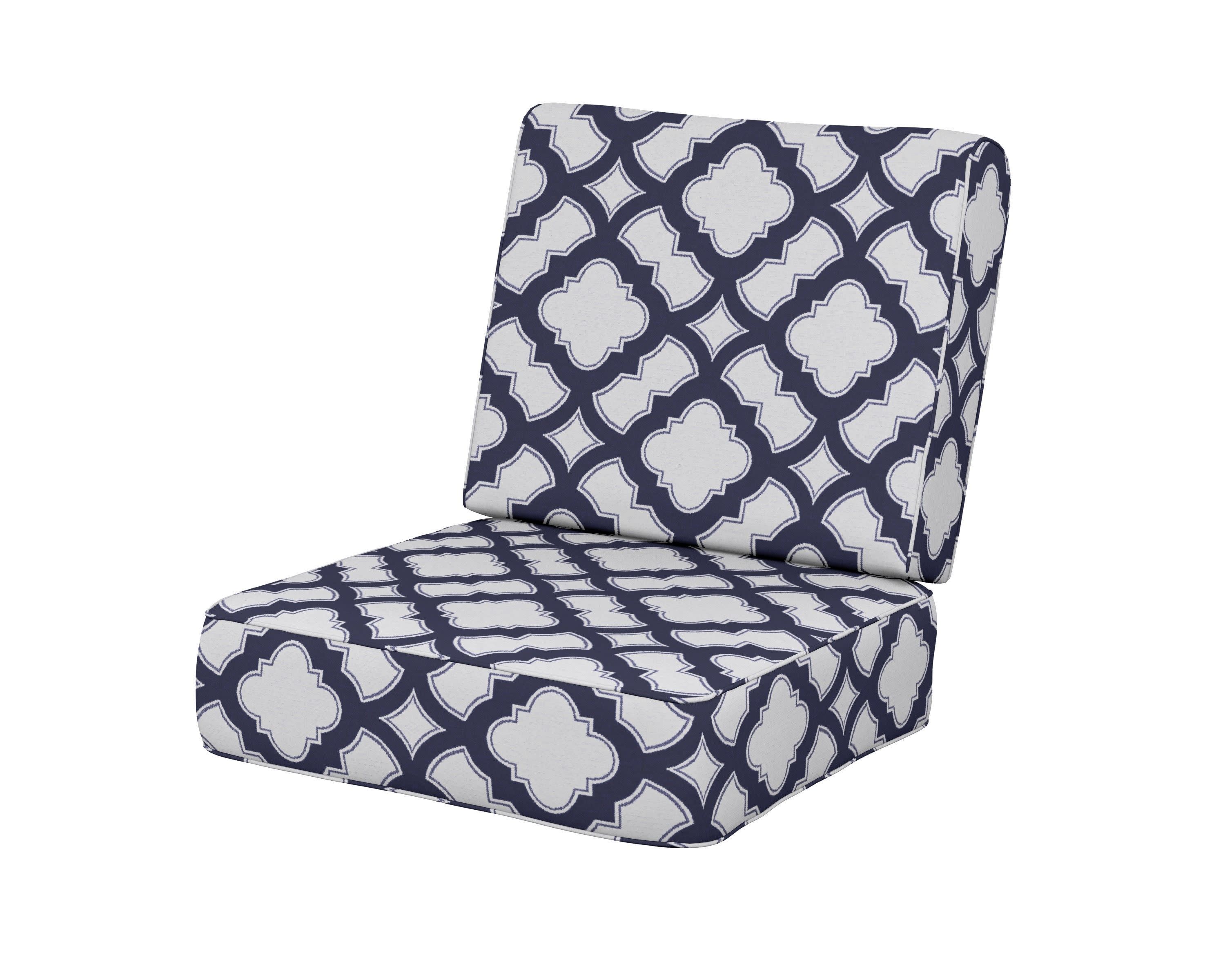 Ateeva Harbour Seat and Back Cushion in Trellis Navy