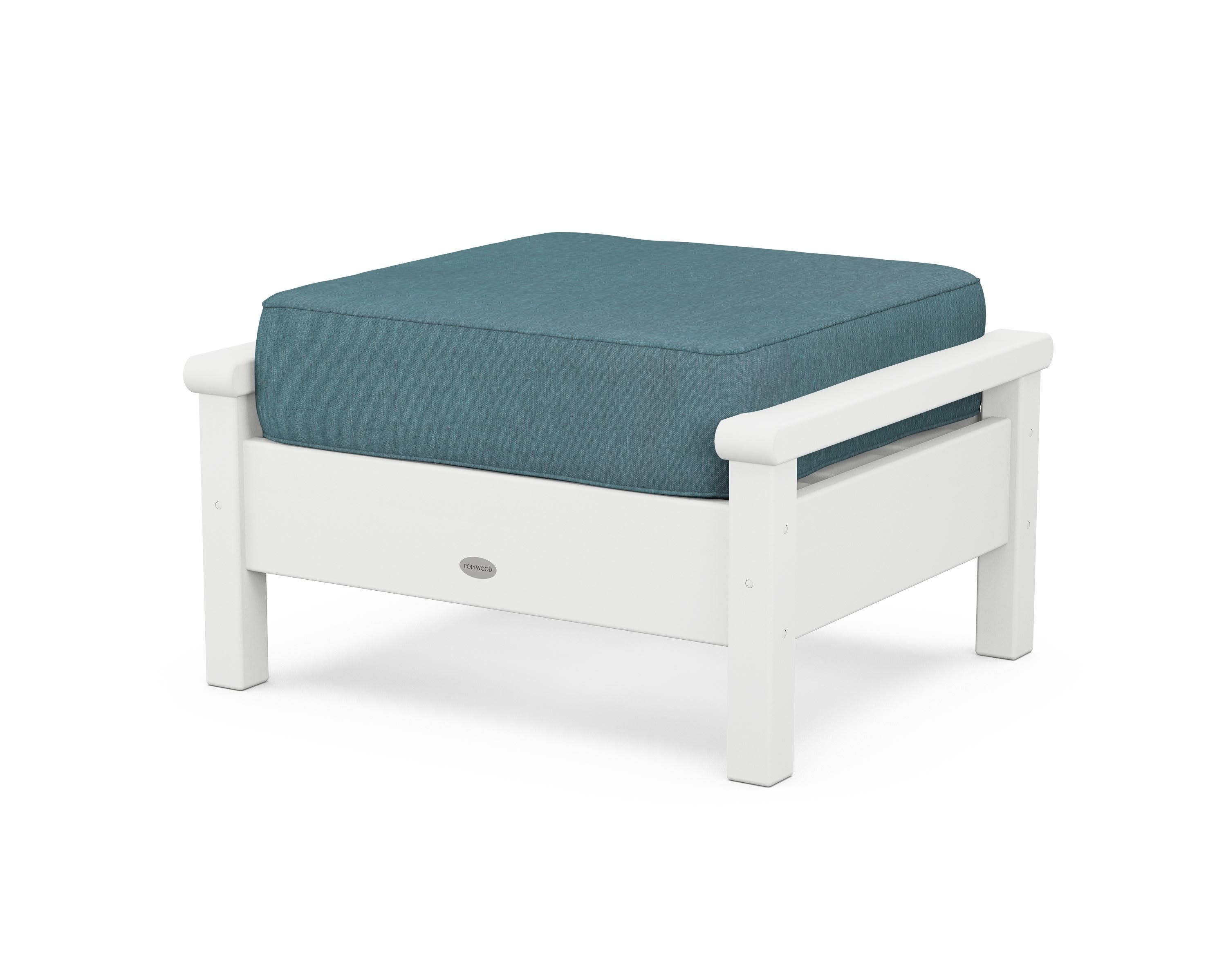 Harbour Deep Seating Ottoman in White / Ocean Teal