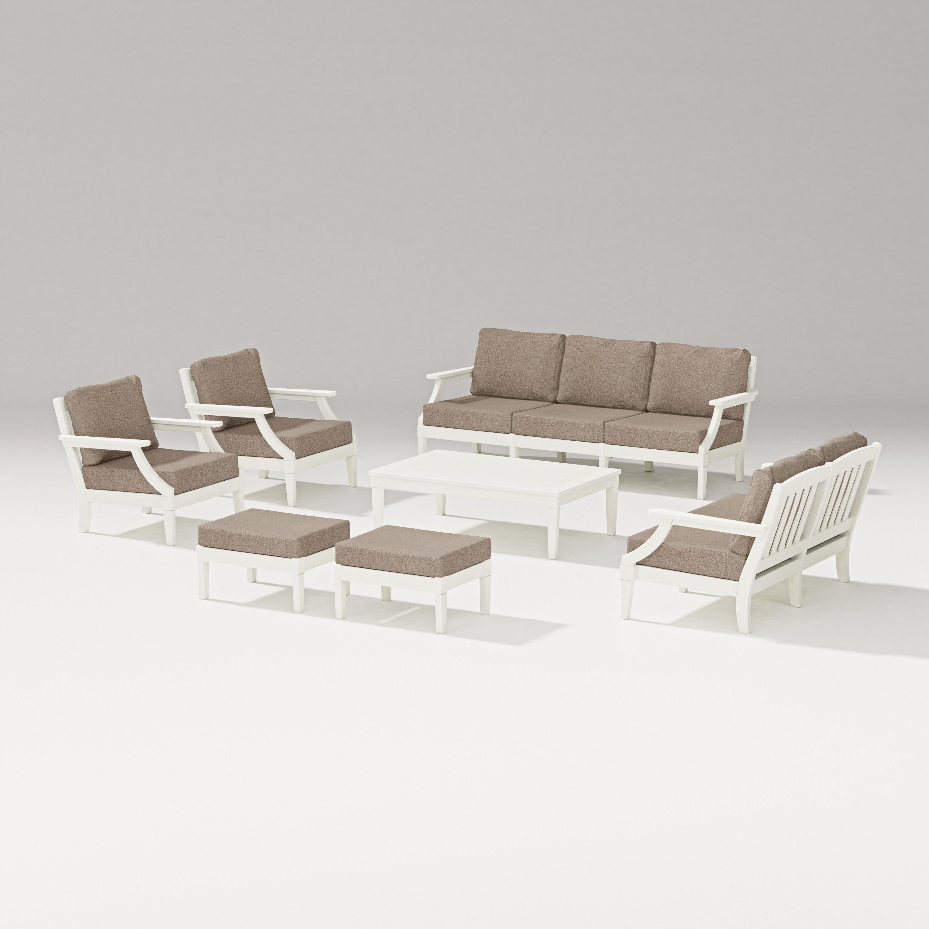 Estate 7-Piece Lounge Sofa Set in Vintage White / Spiced Burlap