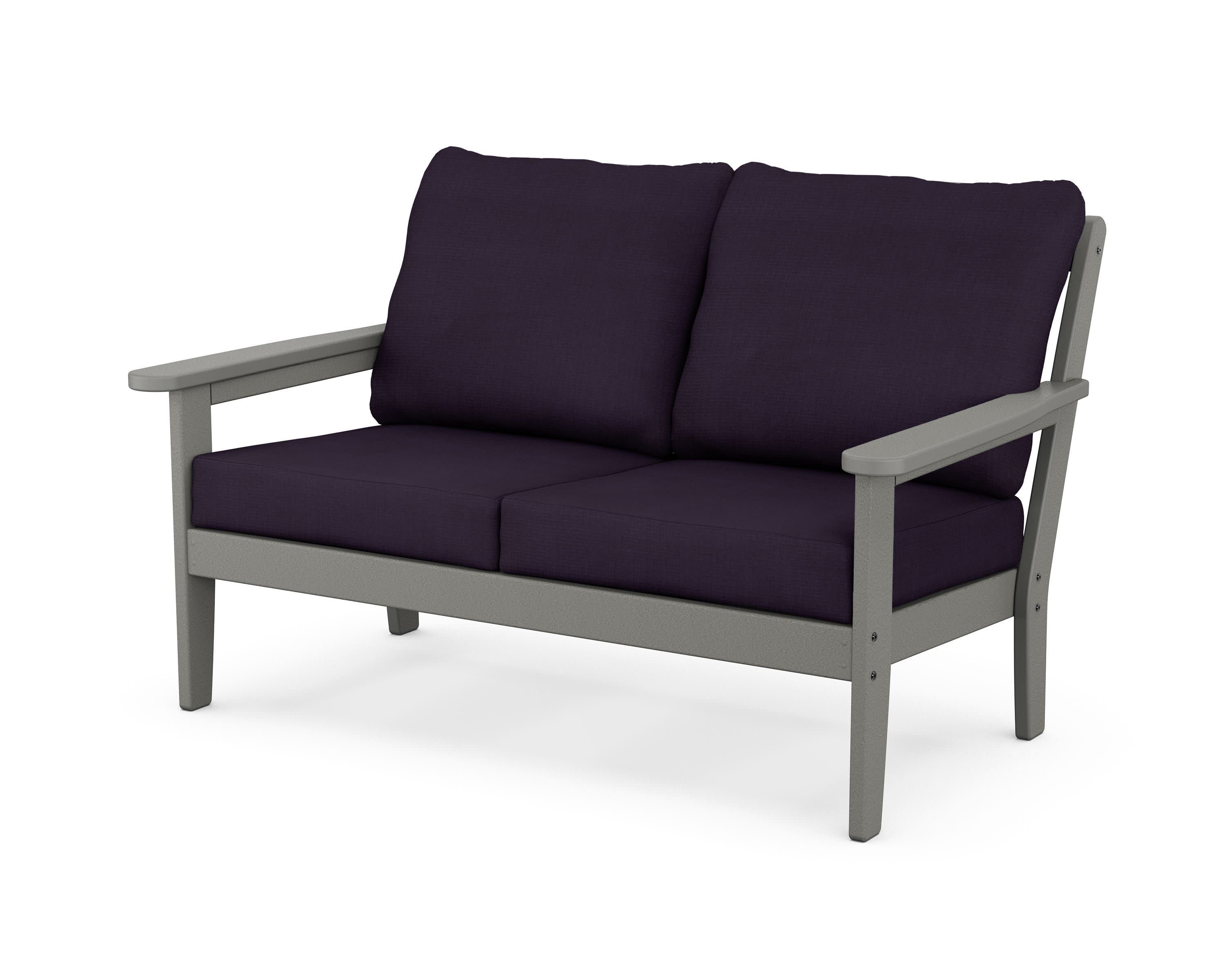 Cottage Deep Seating Loveseat in Slate Grey / Navy Linen