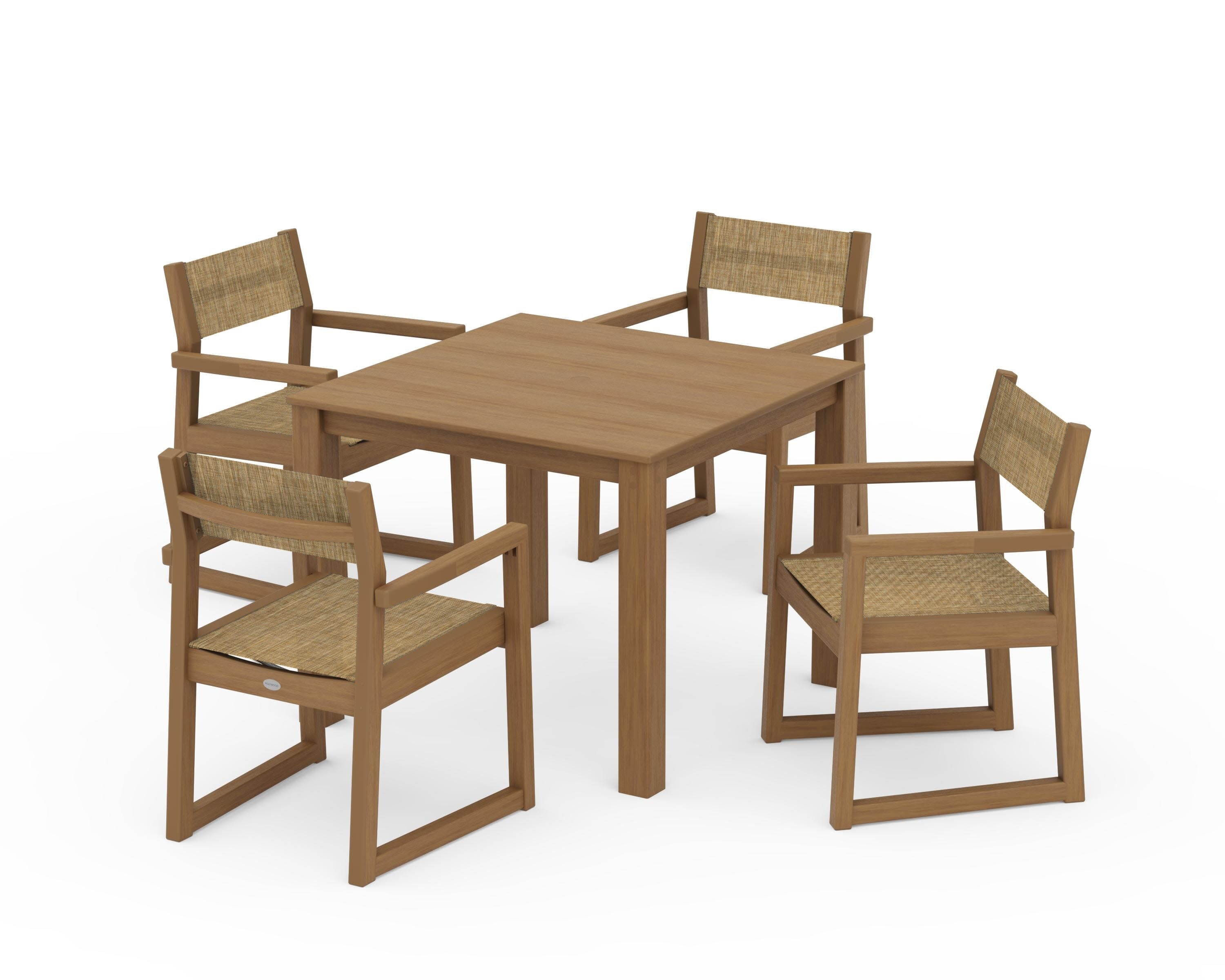 EDGE Sling Arm Chair 5-Piece Parsons Dining Set in Natural / Burlap Sling