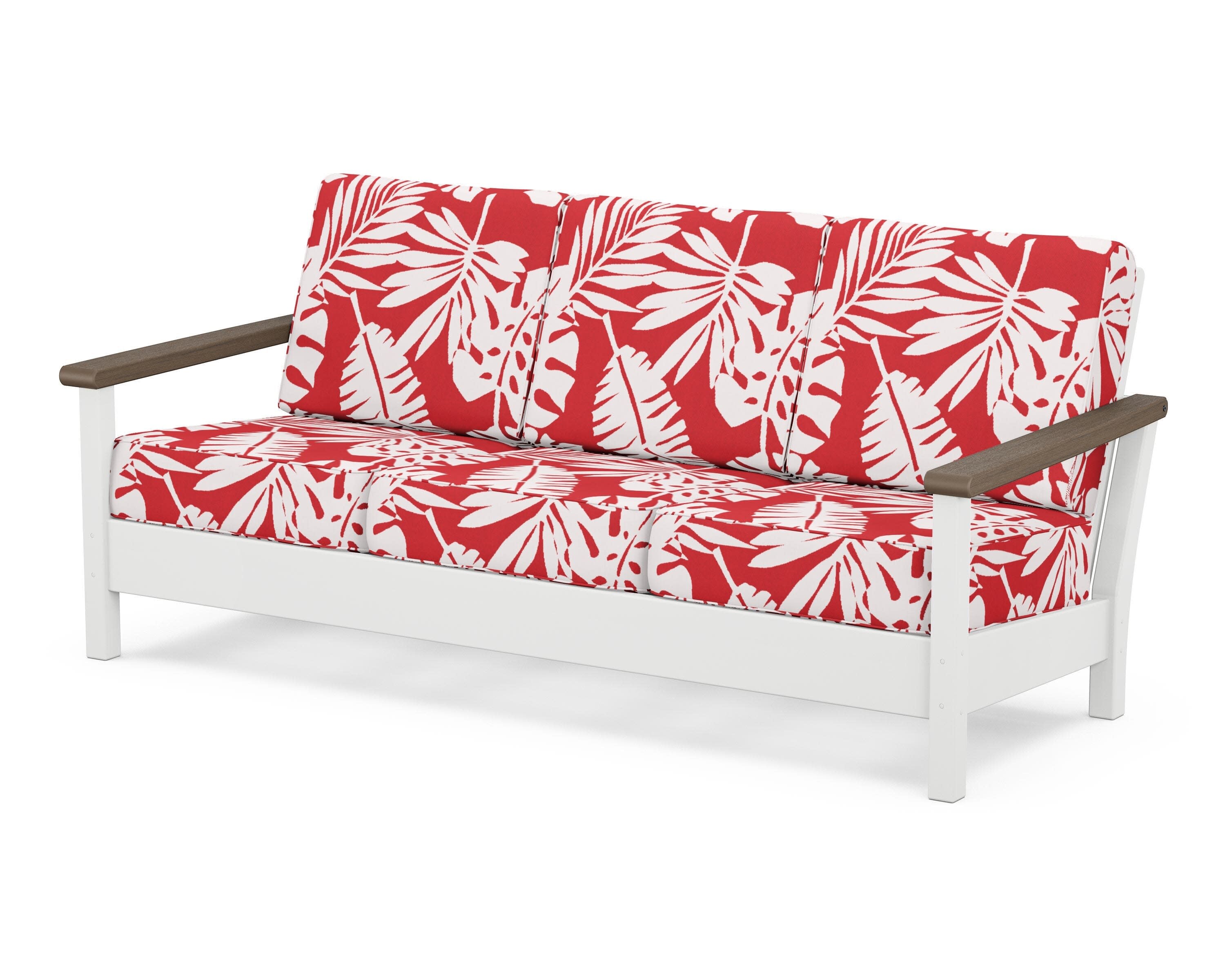 Harbour Deep Seating Sofa in White / Kona / Leaf Crimson