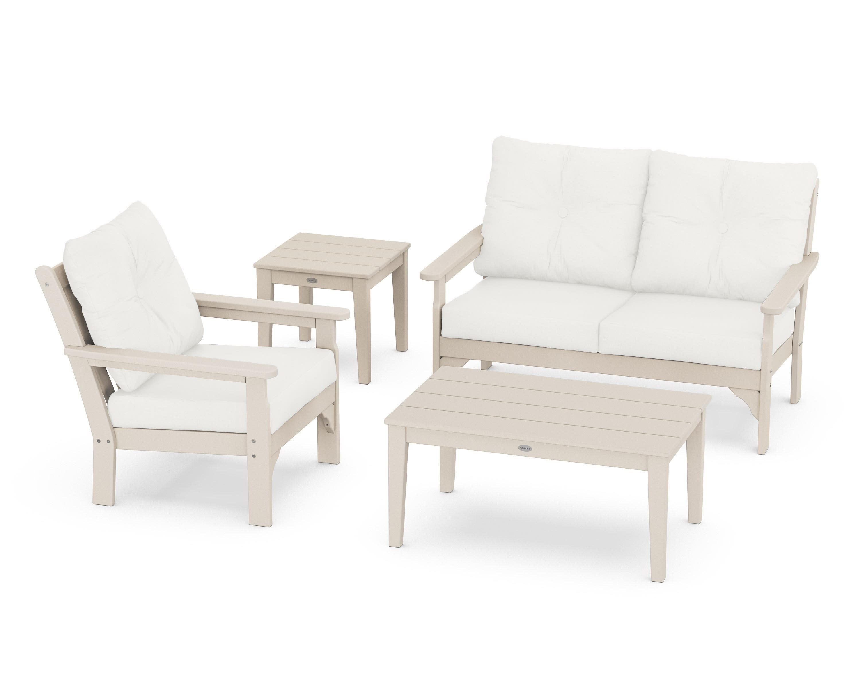 Vineyard 4-Piece Deep Seating Set in Sand / Natural Linen