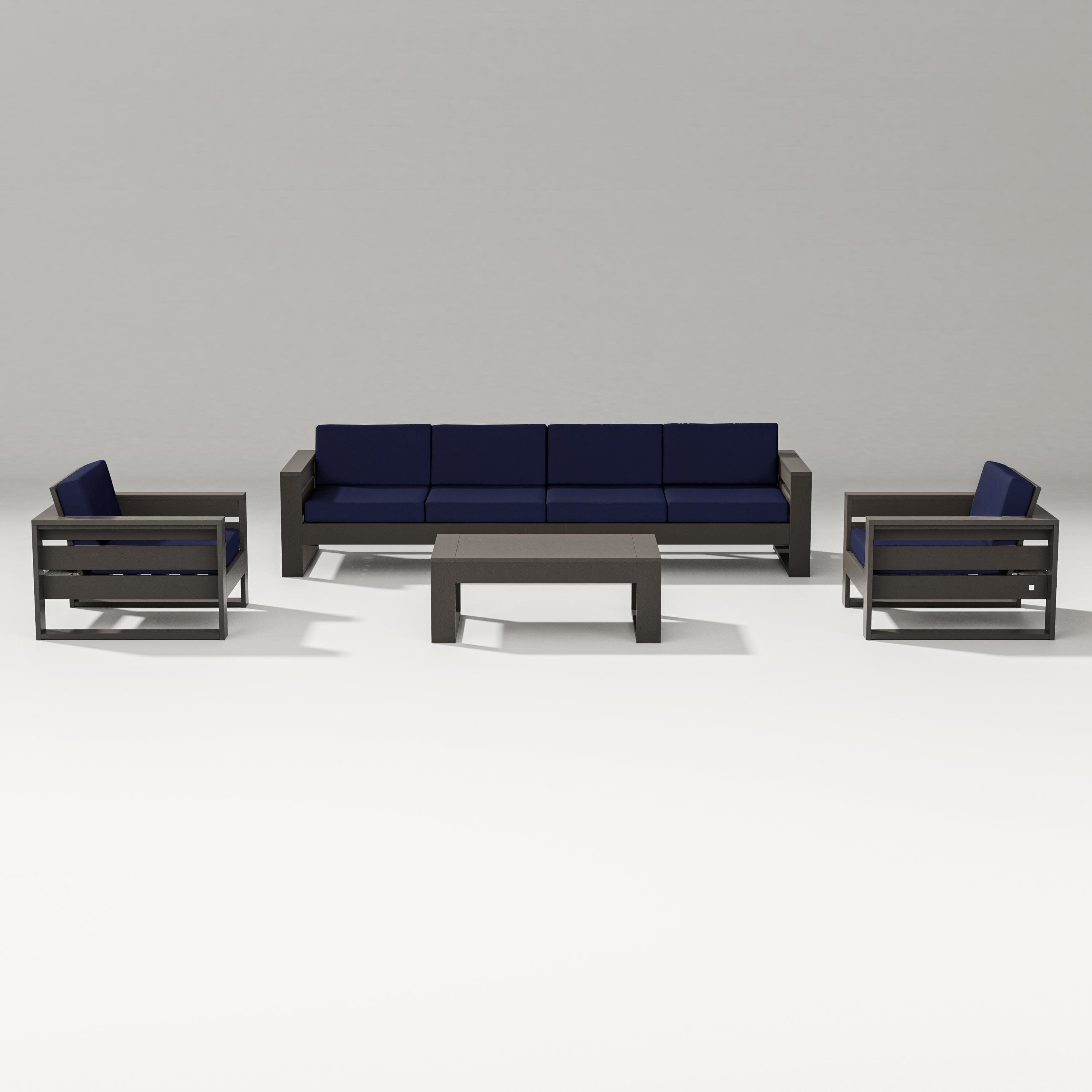 Latitude 5-Piece Lounge Sofa Set in Vintage Coffee / Navy