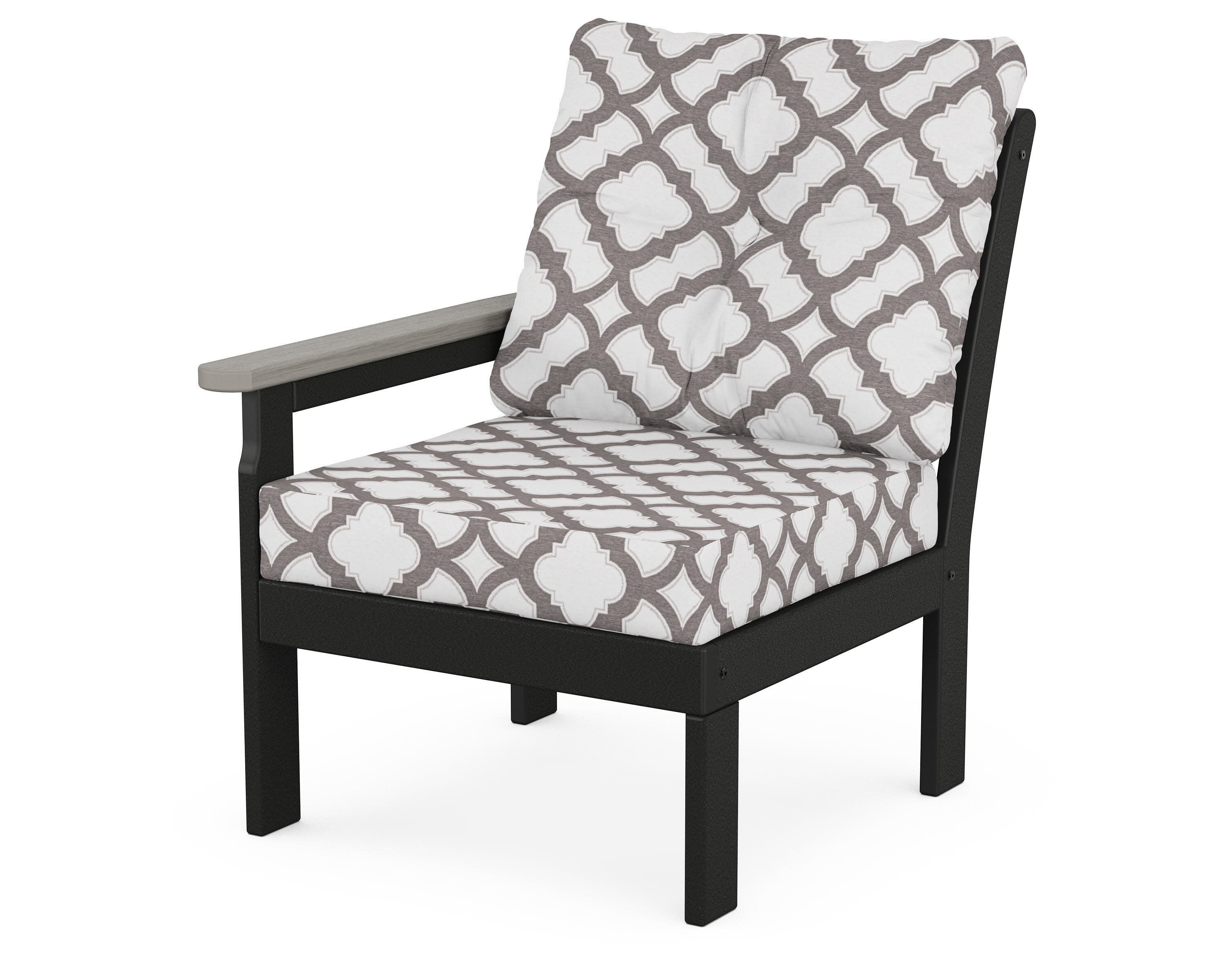 Vineyard Modular Left Arm Chair in Black / Driftwood / Trellis Grey Mist