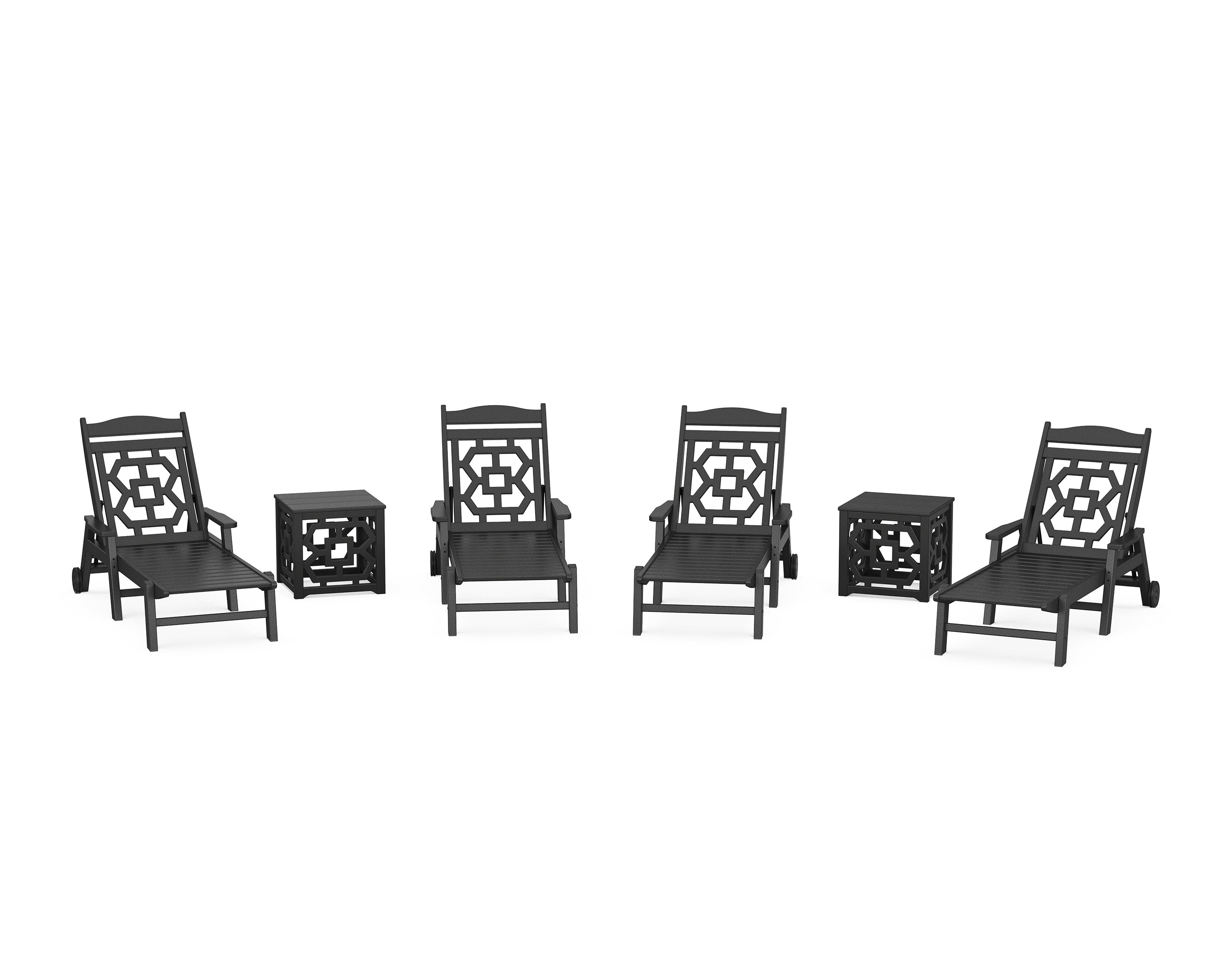 Chinoiserie 6-Piece Chaise Set in Black