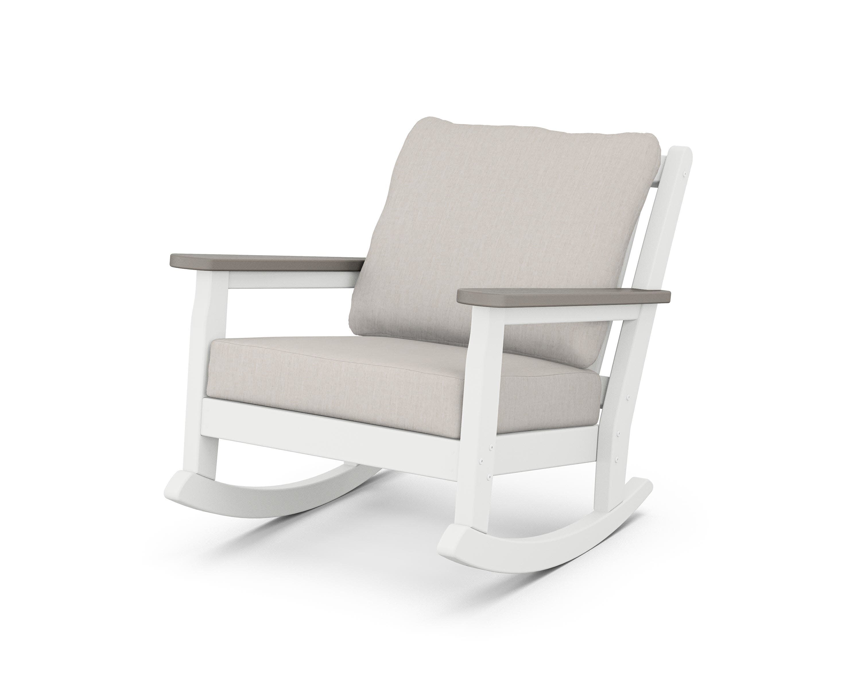 Chippendale Deep Seating Rocking Chair in White / Driftwood / Cast Ash