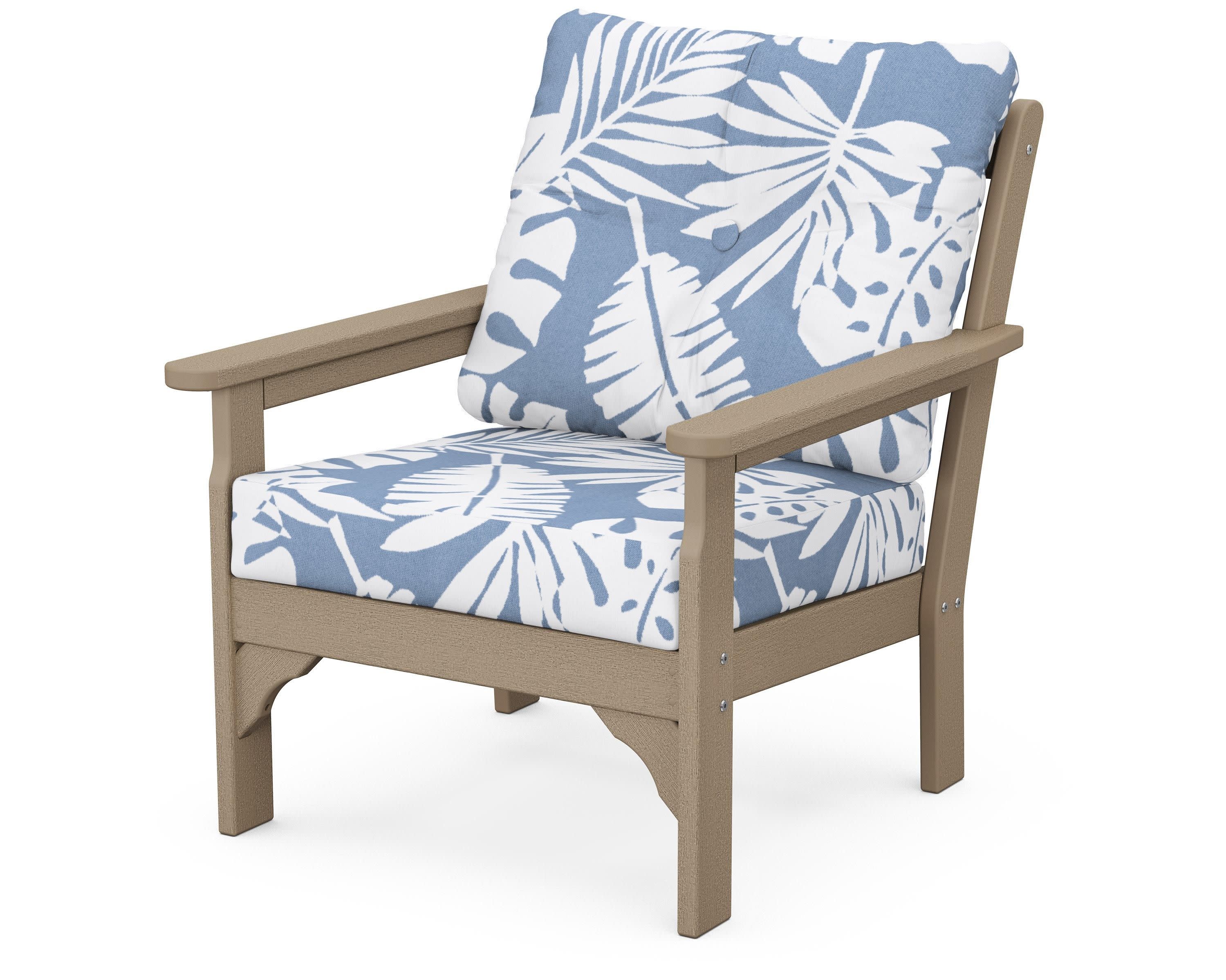 Vineyard Deep Seating Chair in Vintage Sahara / Leaf Sky Blue