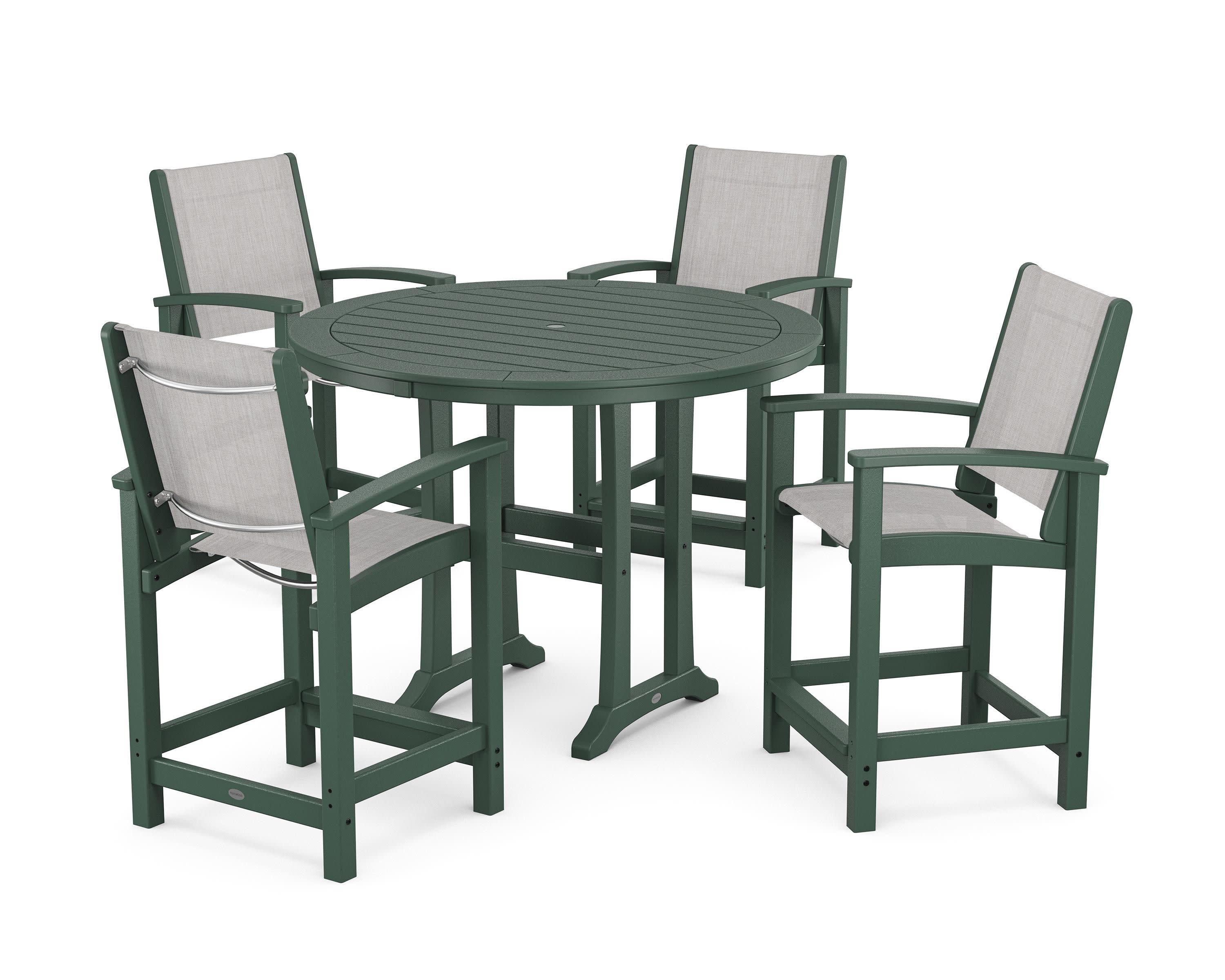 Coastal 5-Piece Counter Set in Green / Parchment Sling