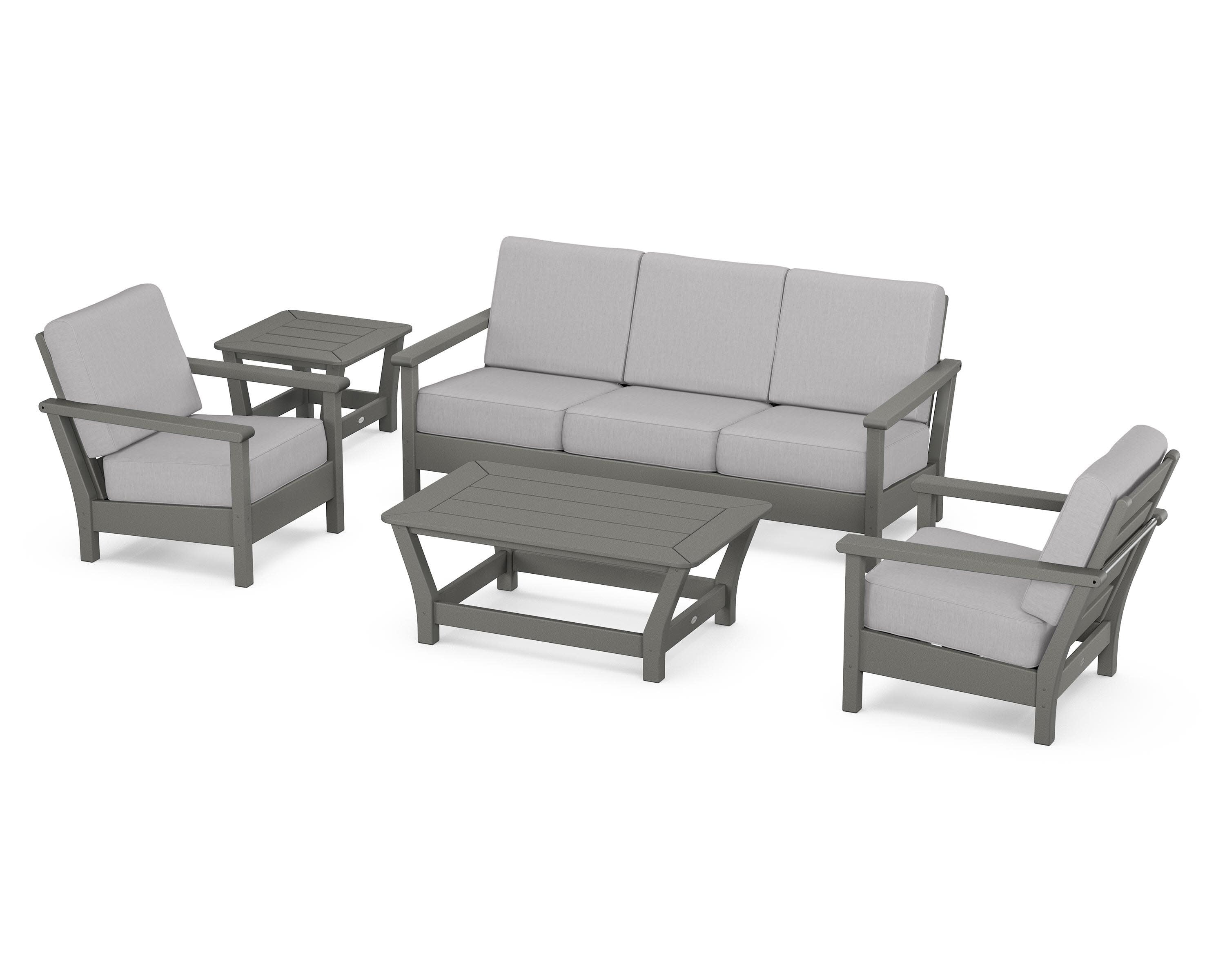 Harbour 5-Piece Deep Seating Set in Slate Grey / Granite