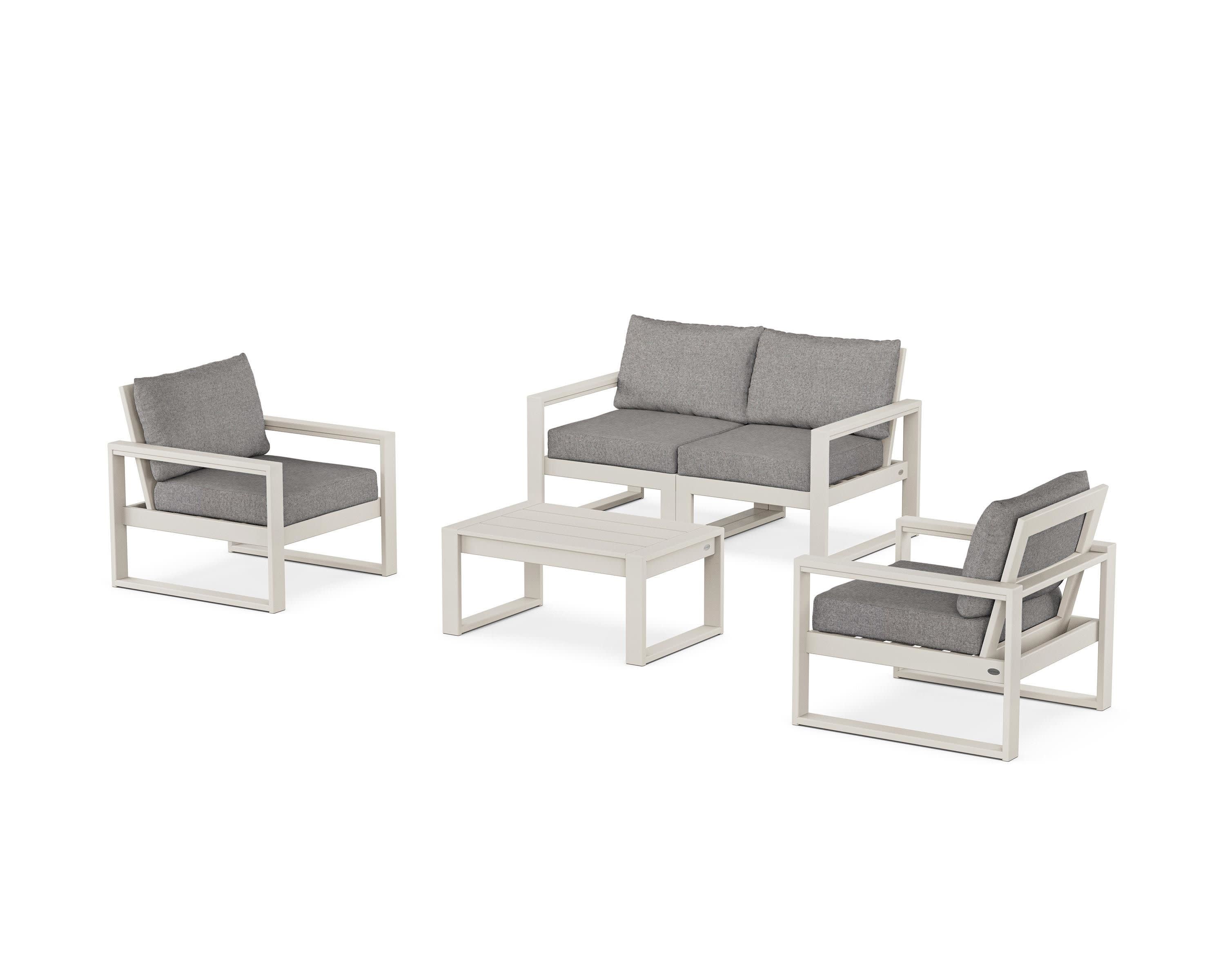 EDGE Sectional 4-Piece Deep Seating Set with Loveseat in Sand / Grey Mist