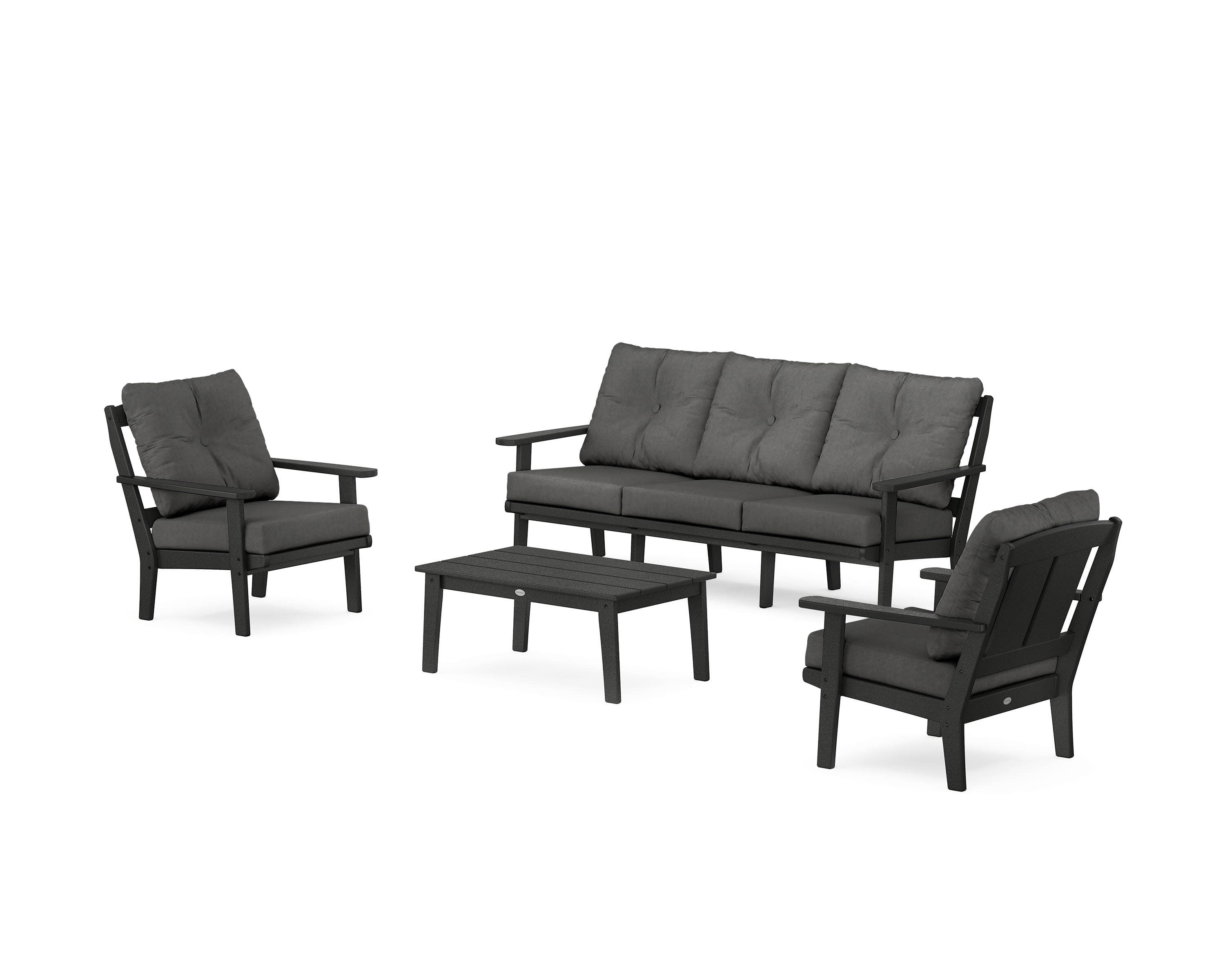 Mission 4-Piece Deep Seating Set with Sofa in Black / Spectrum Carbon