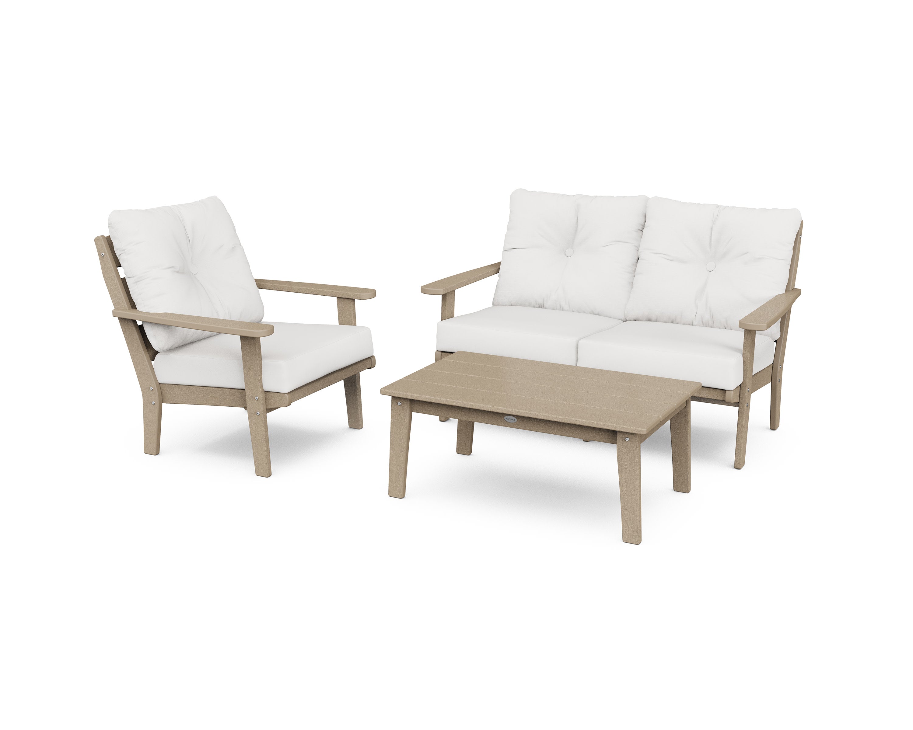 Lakeside 3-Piece Deep Seating Set in Vintage Sahara / Natural Linen