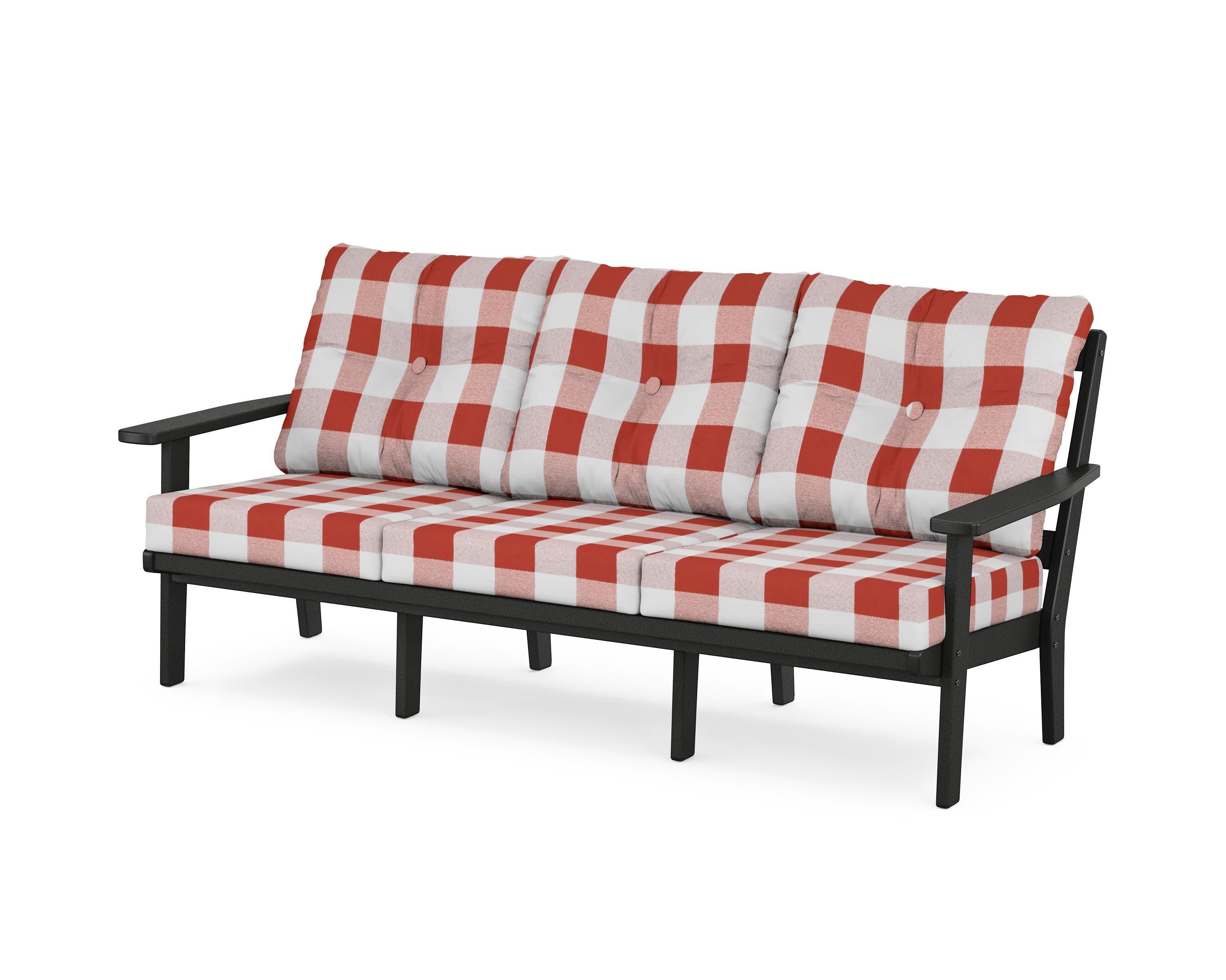 Oxford Deep Seating Sofa in Black / Buffalo Plaid Crimson