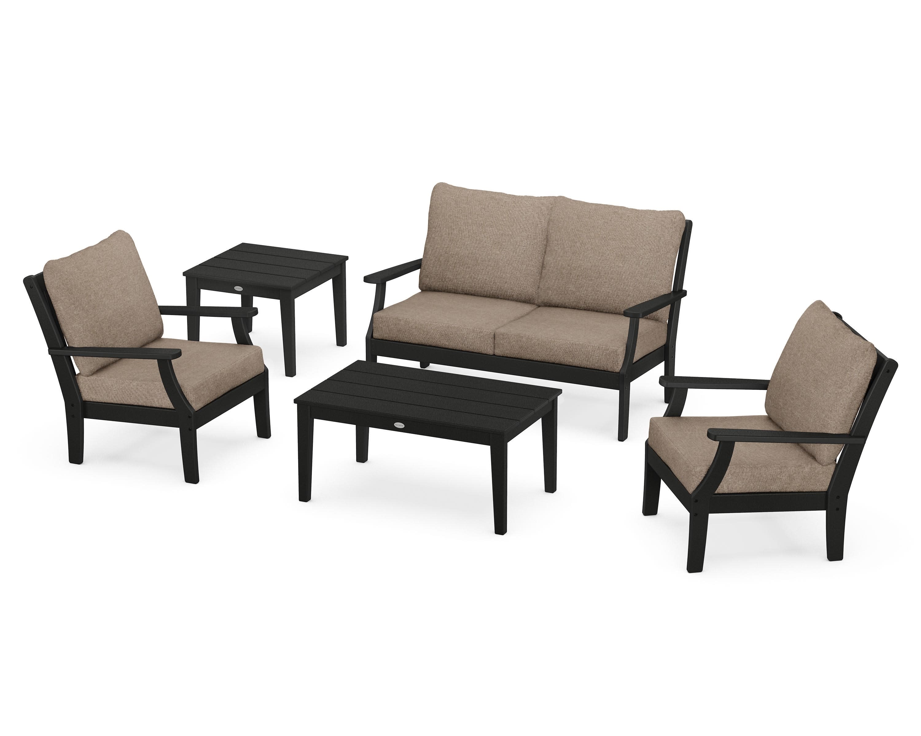 Braxton 5-Piece Deep Seating Set in Black / Spiced Burlap