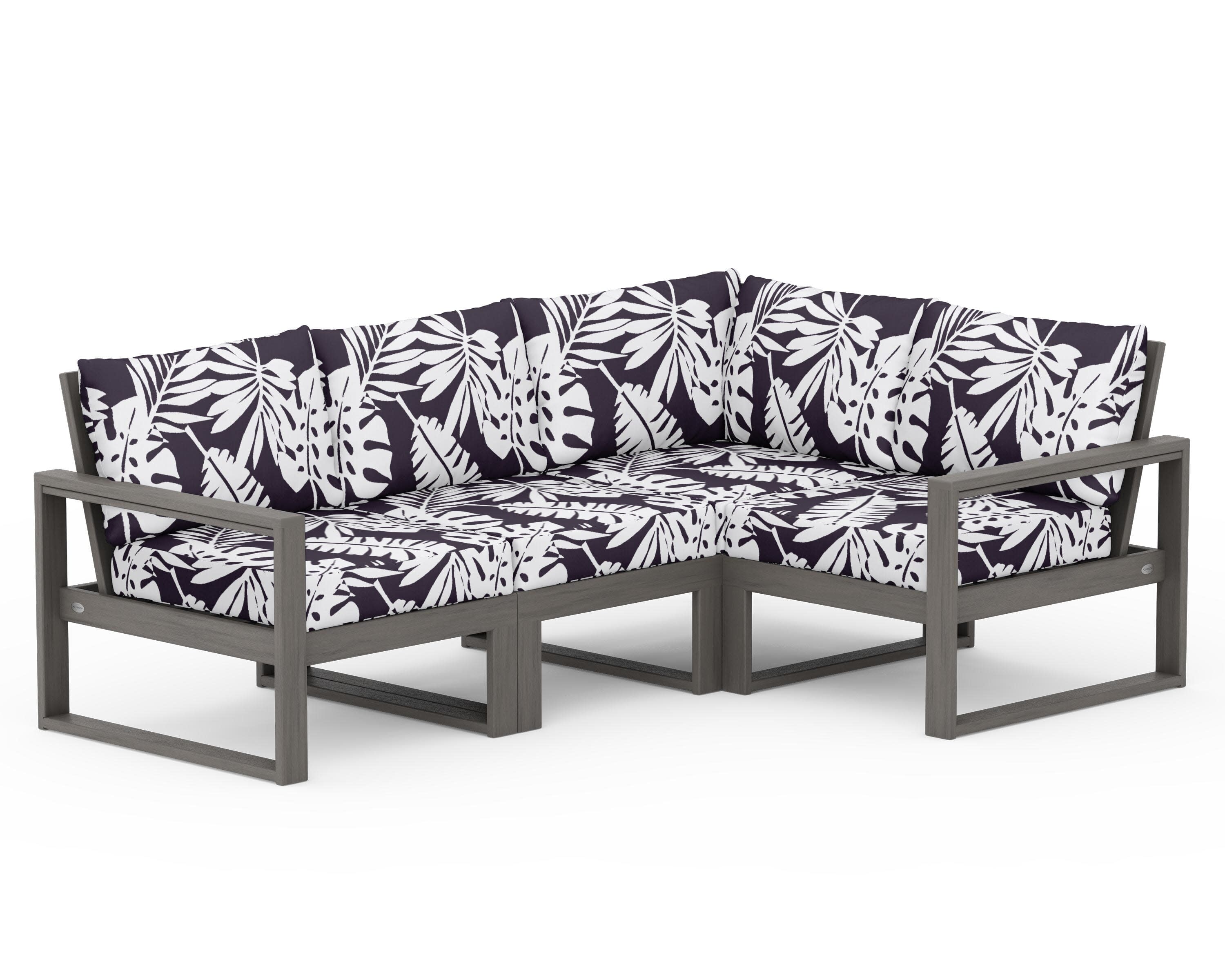 EDGE 4-Piece Modular Deep Seating Set in Driftwood / Leaf Navy