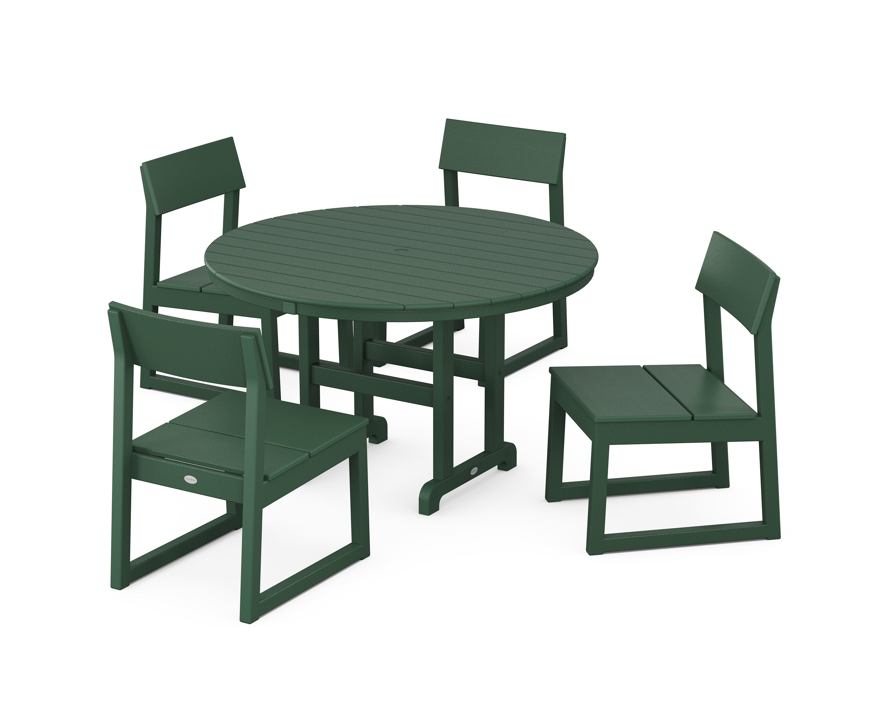 EDGE Side Chair 5-Piece Round Farmhouse Dining Set in Green