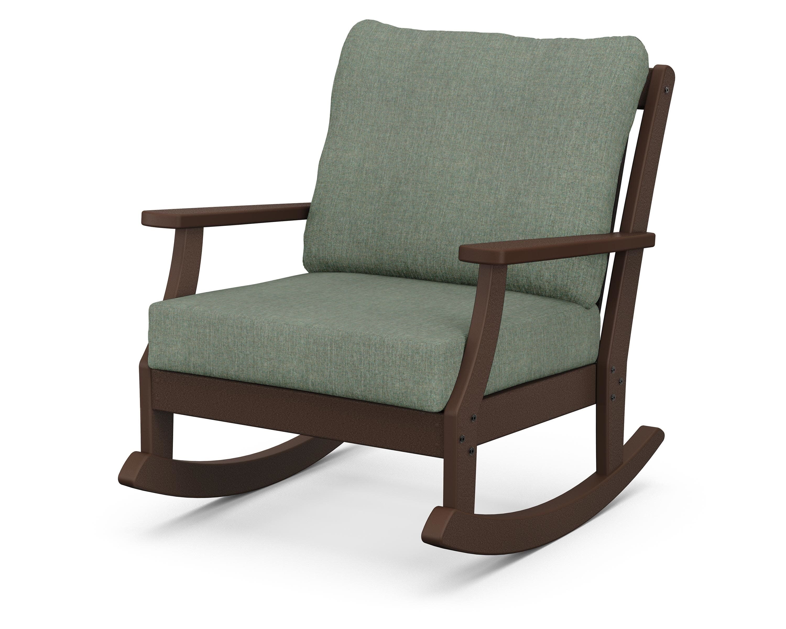 Braxton Deep Seating Rocking Chair in Mahogany / Cast Sage