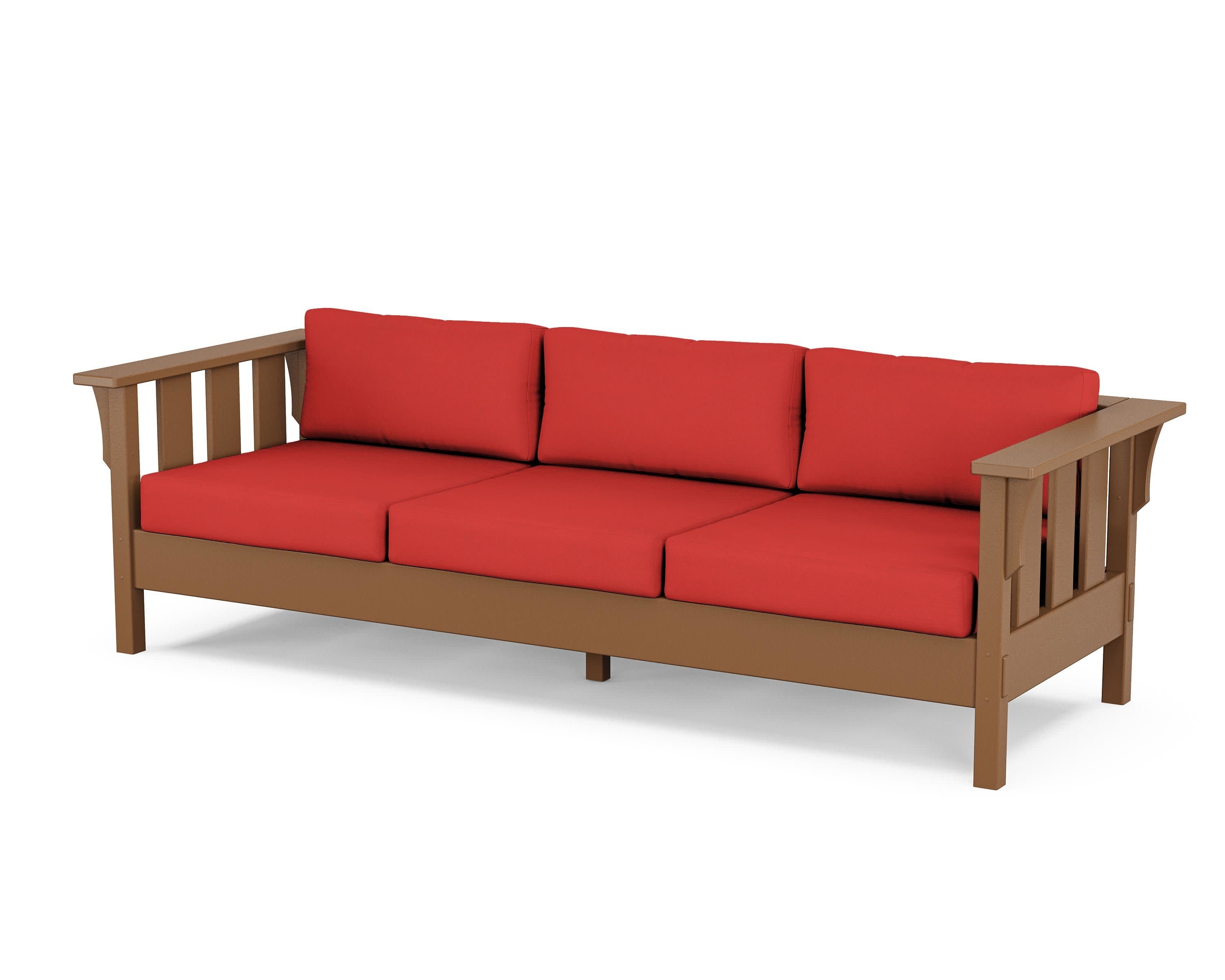 Acadia Deep Seating Sofa in Teak / Crimson Linen