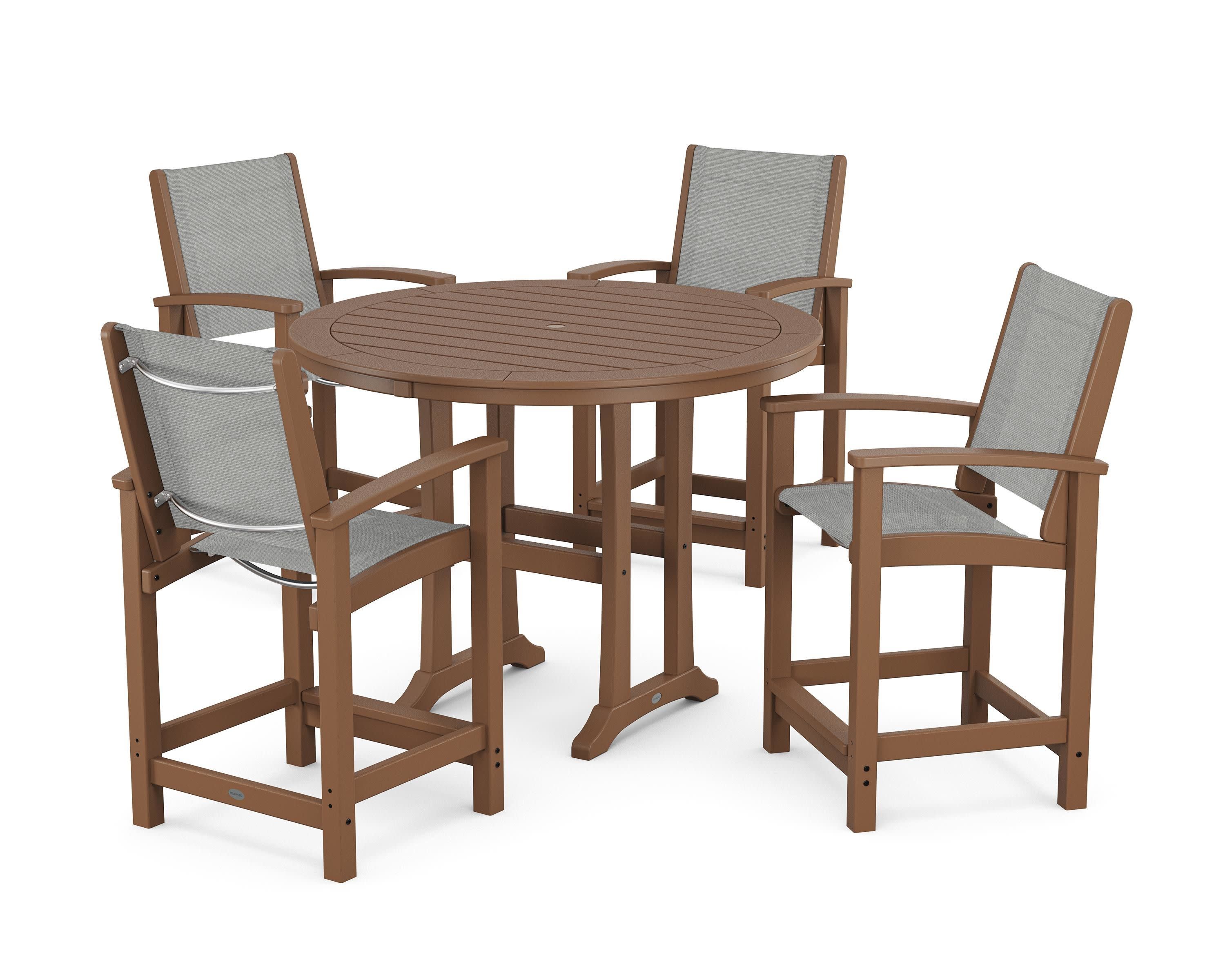 Coastal 5-Piece Counter Set in Teak / Metallic Sling