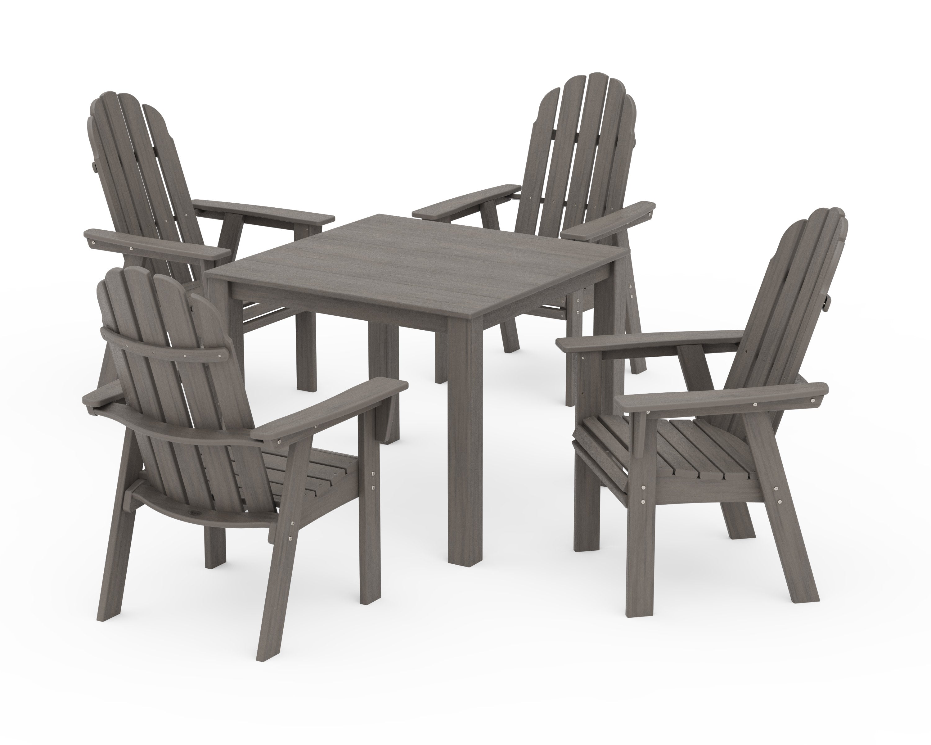 Vineyard Curveback Adirondack 5-Piece Parsons Dining Set in Driftwood