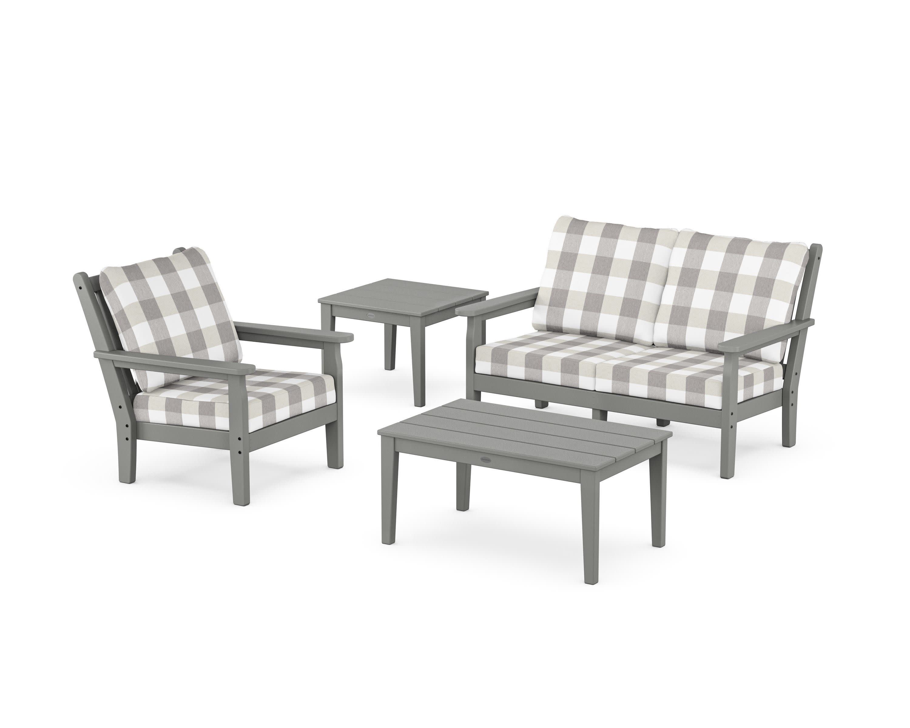 Chippendale 4-Piece Deep Seating Set in Slate Grey / Buffalo Plaid Grey Mist