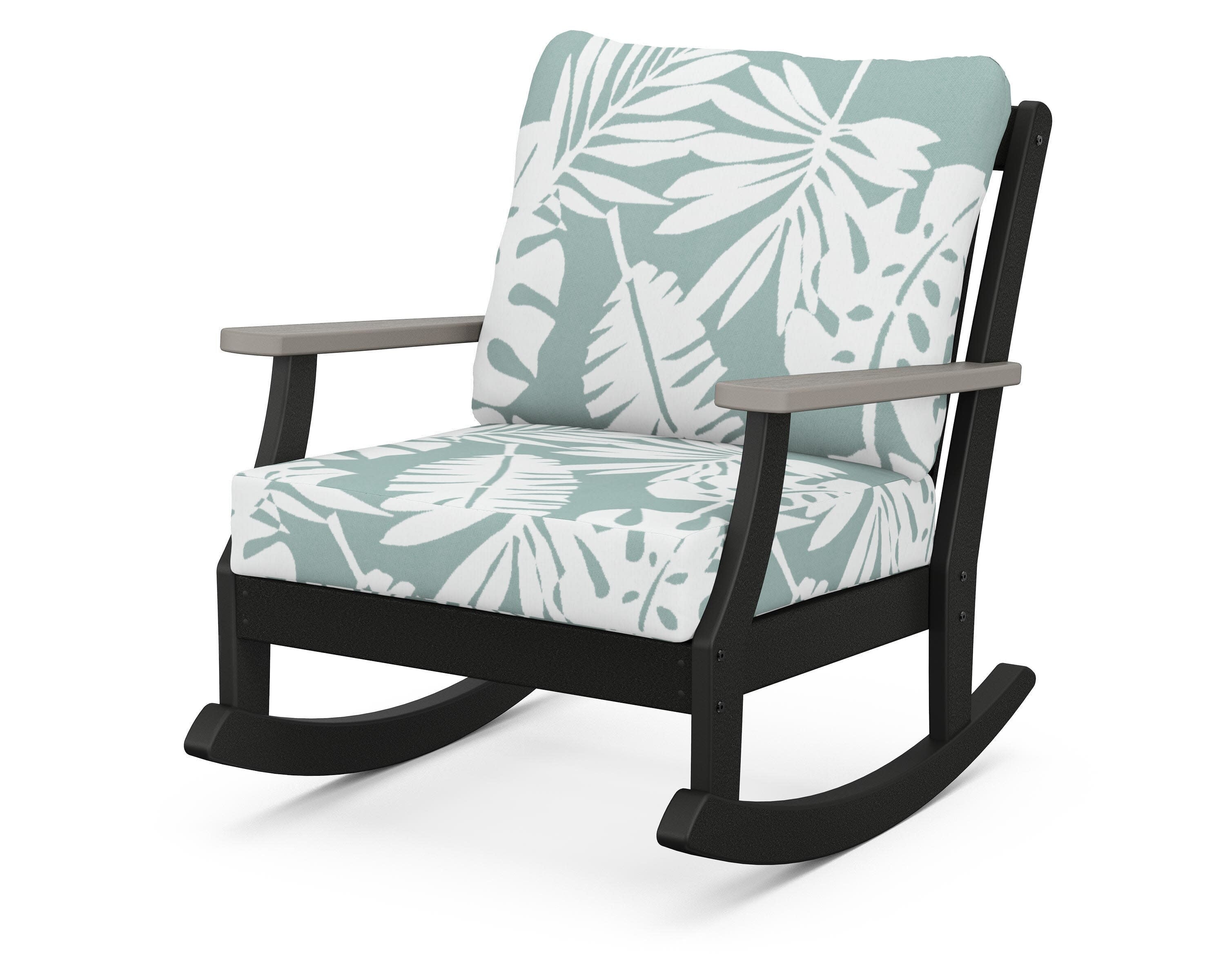 Braxton Deep Seating Rocking Chair in Black / Driftwood / Leaf Glacier Spa