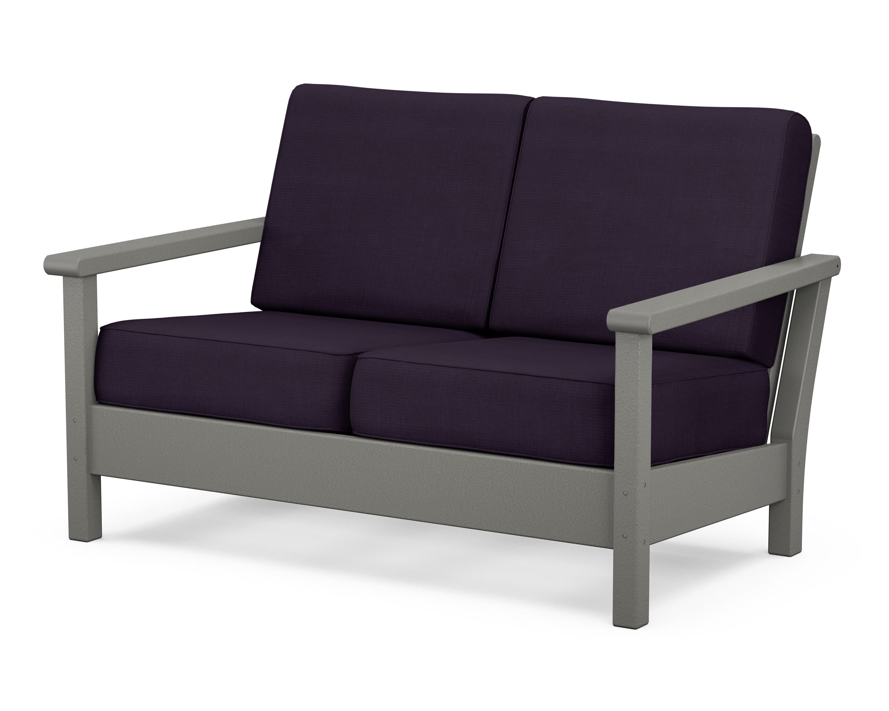 Harbour Deep Seating Loveseat in Slate Grey / Navy Linen