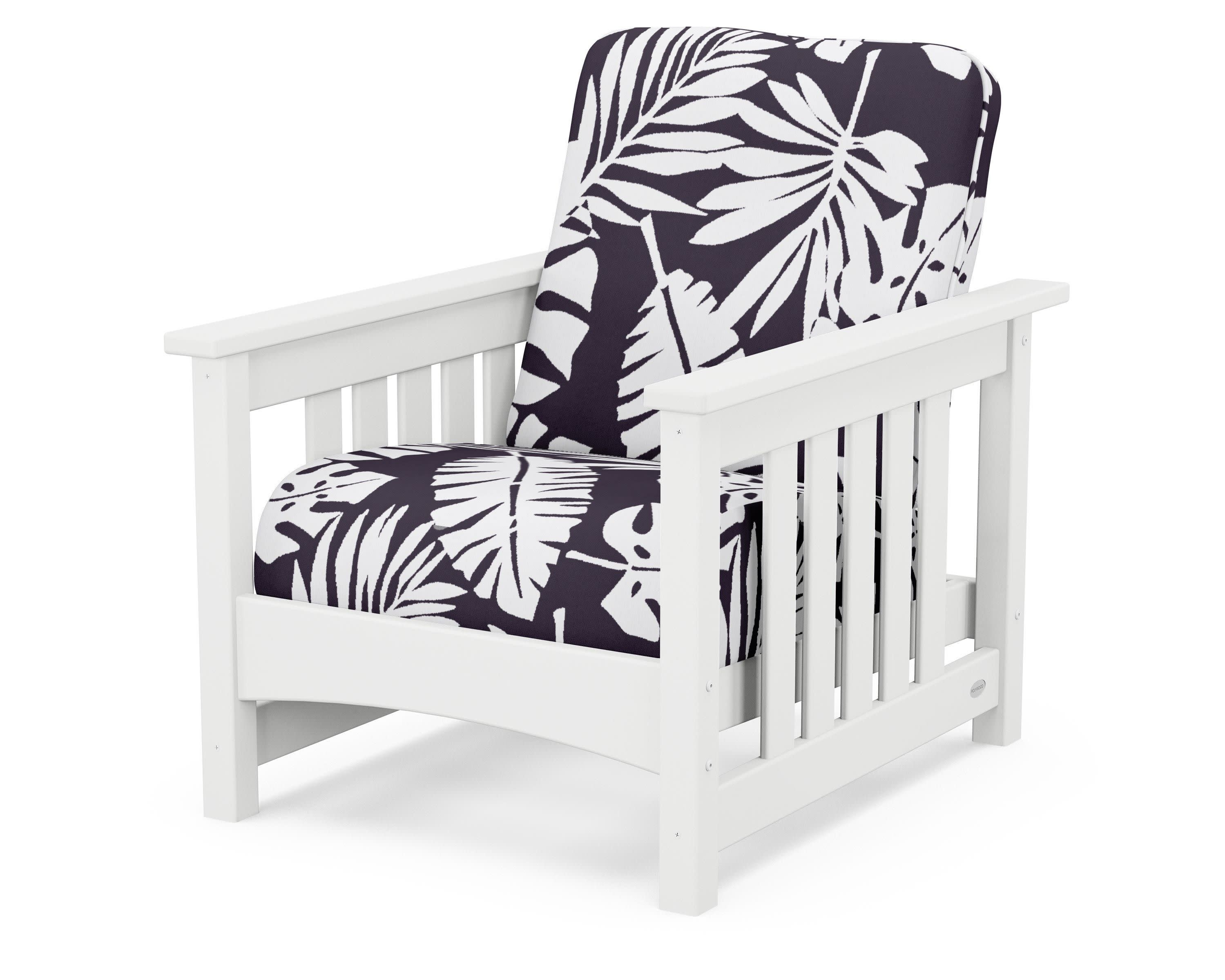 Club Mission Chair in White / Leaf Navy