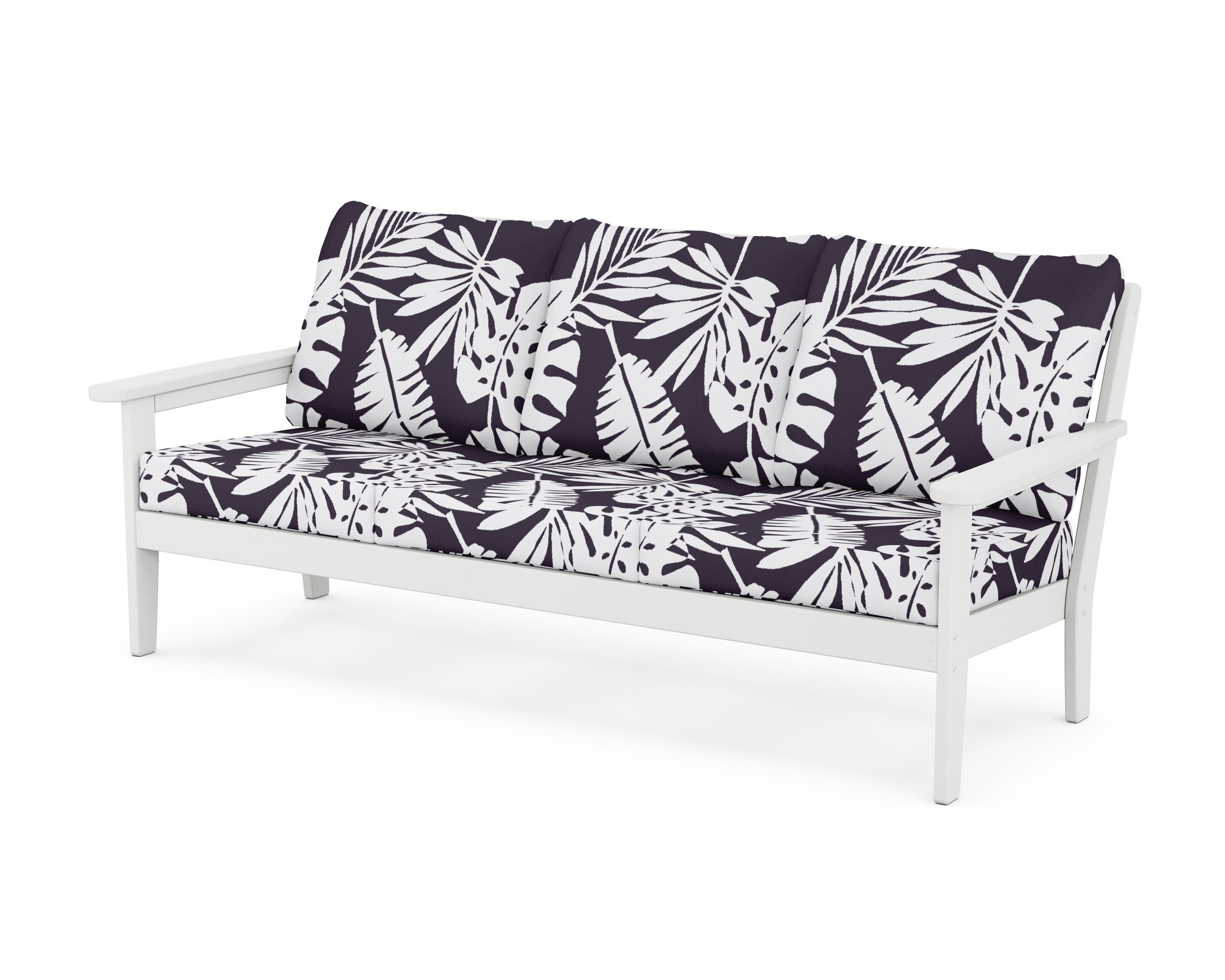 Cottage Deep Seating Sofa in White / Leaf Navy