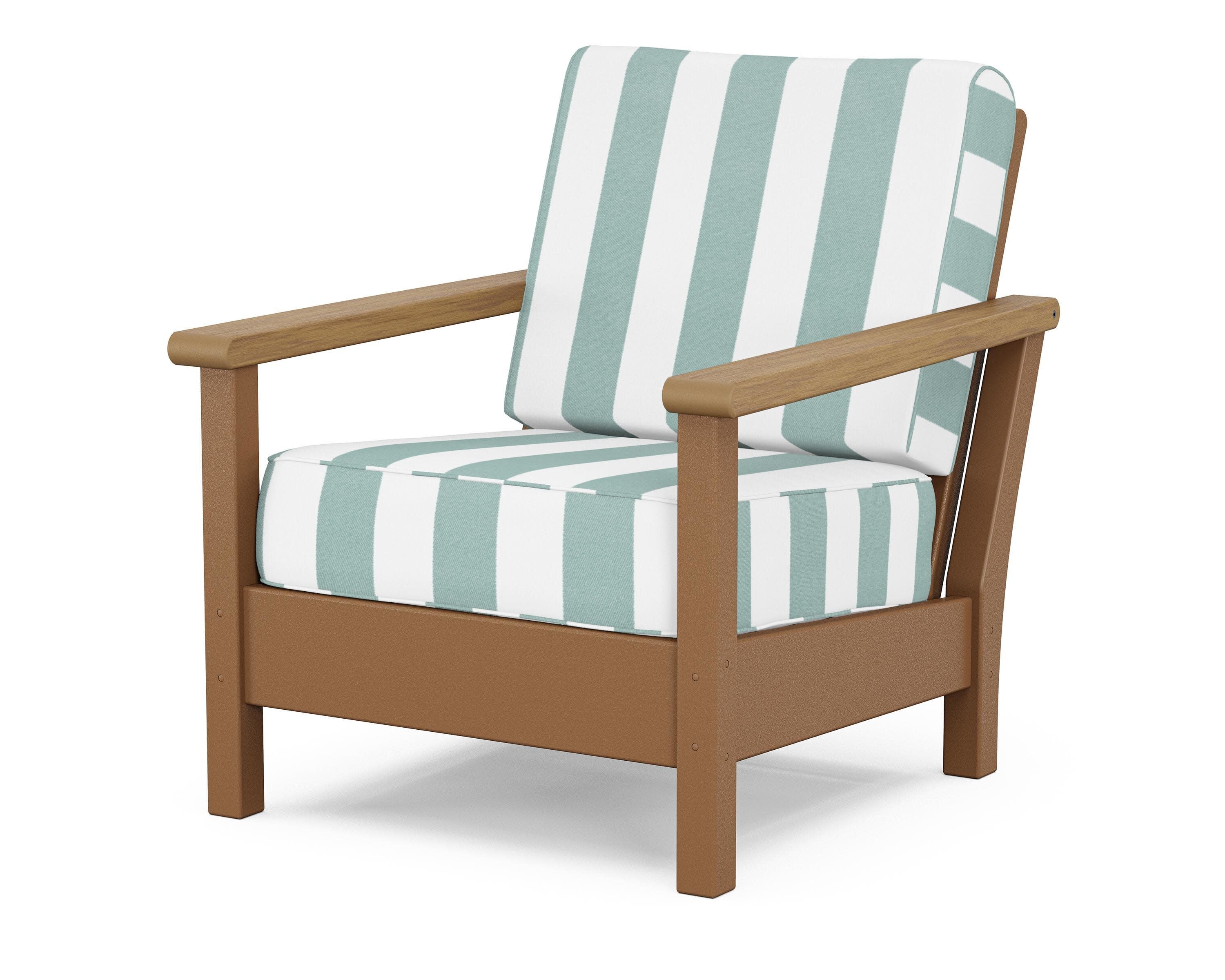 Harbour Deep Seating Chair in Teak / Natural / Cabana Stripe Glacier Spa