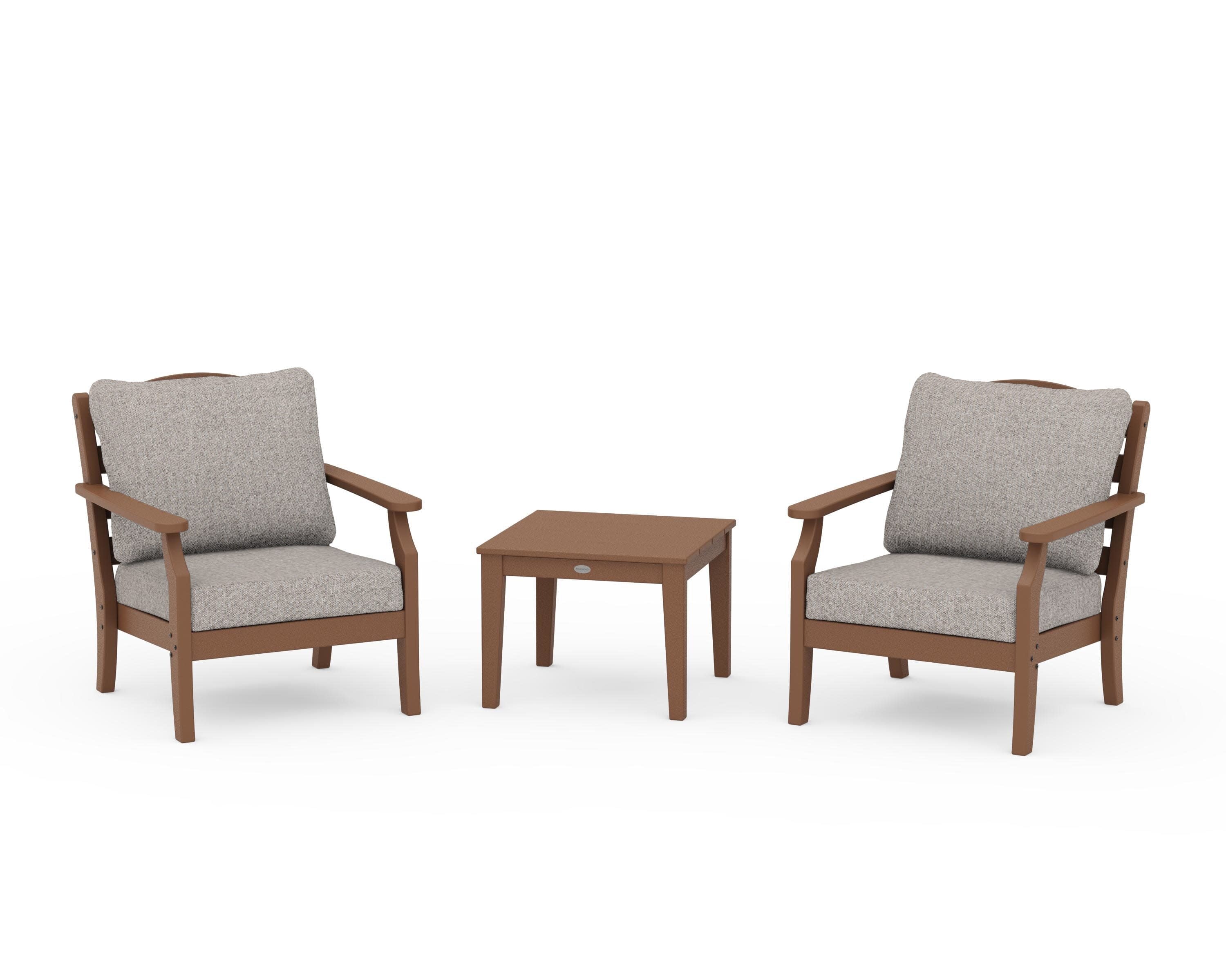 Savannah 3-Piece Deep Seating Set in Teak / Weathered Tweed