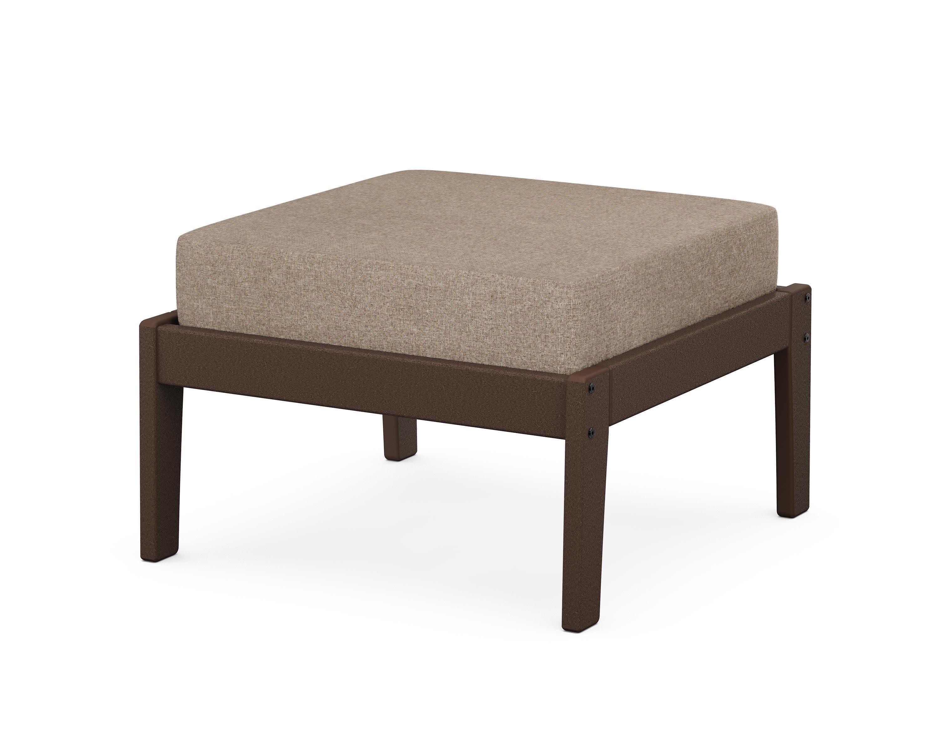 Deep Seating Ottoman in Mahogany / Spiced Burlap