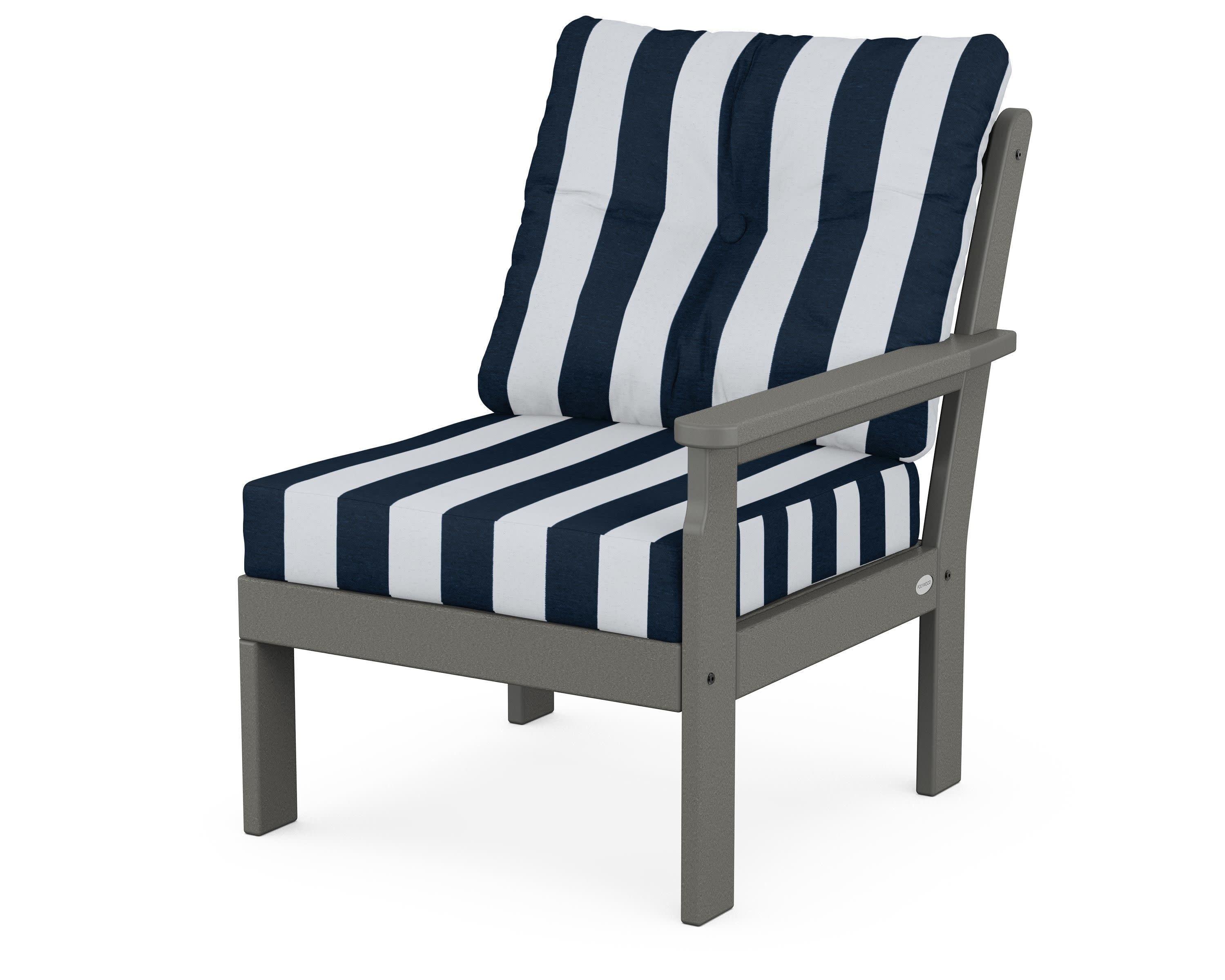 Vineyard Modular Right Arm Chair in Slate Grey / Cabana Stripe Marine Indigo