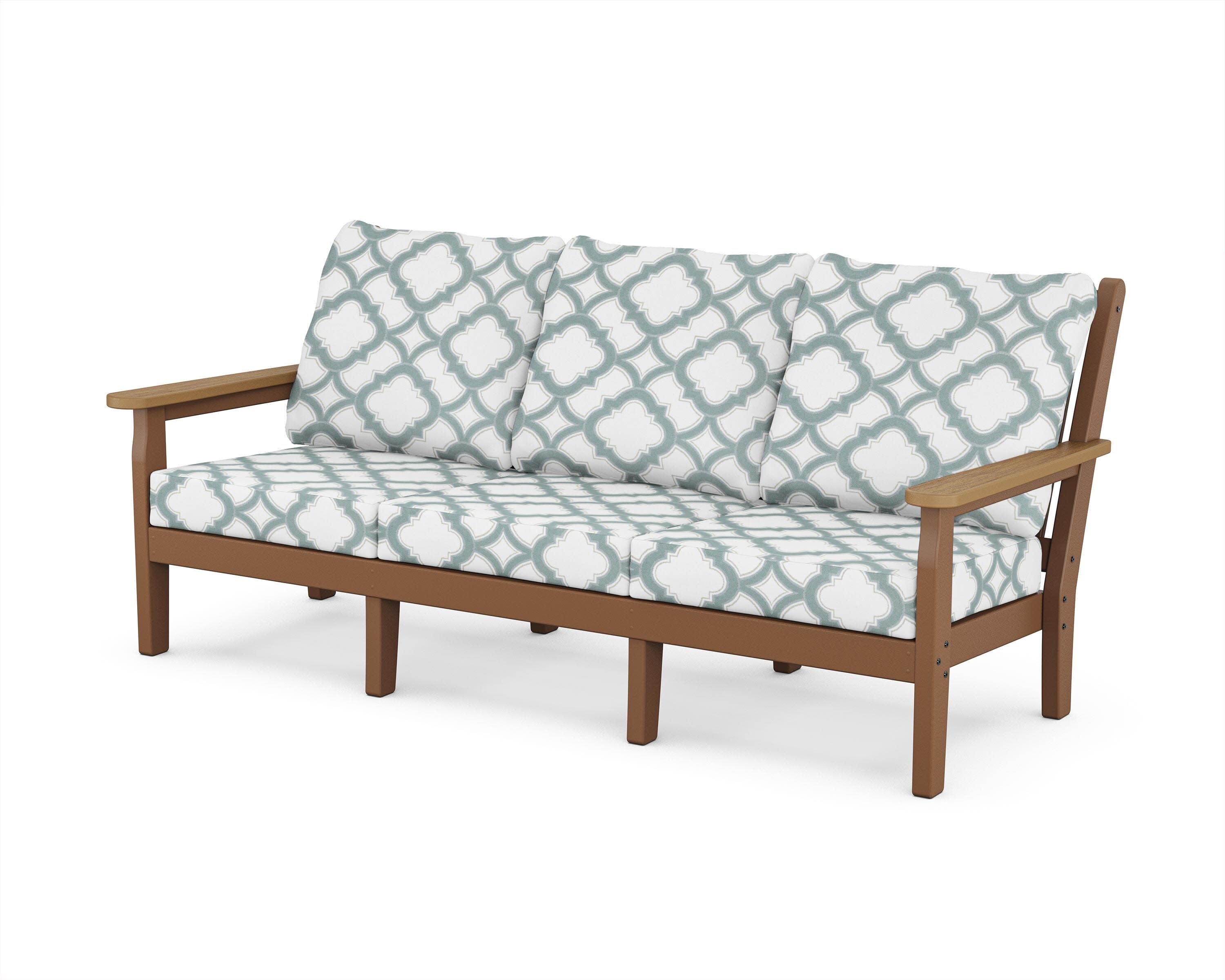 Chippendale Deep Seating Sofa in Teak / Natural / Trellis Glacier Spa