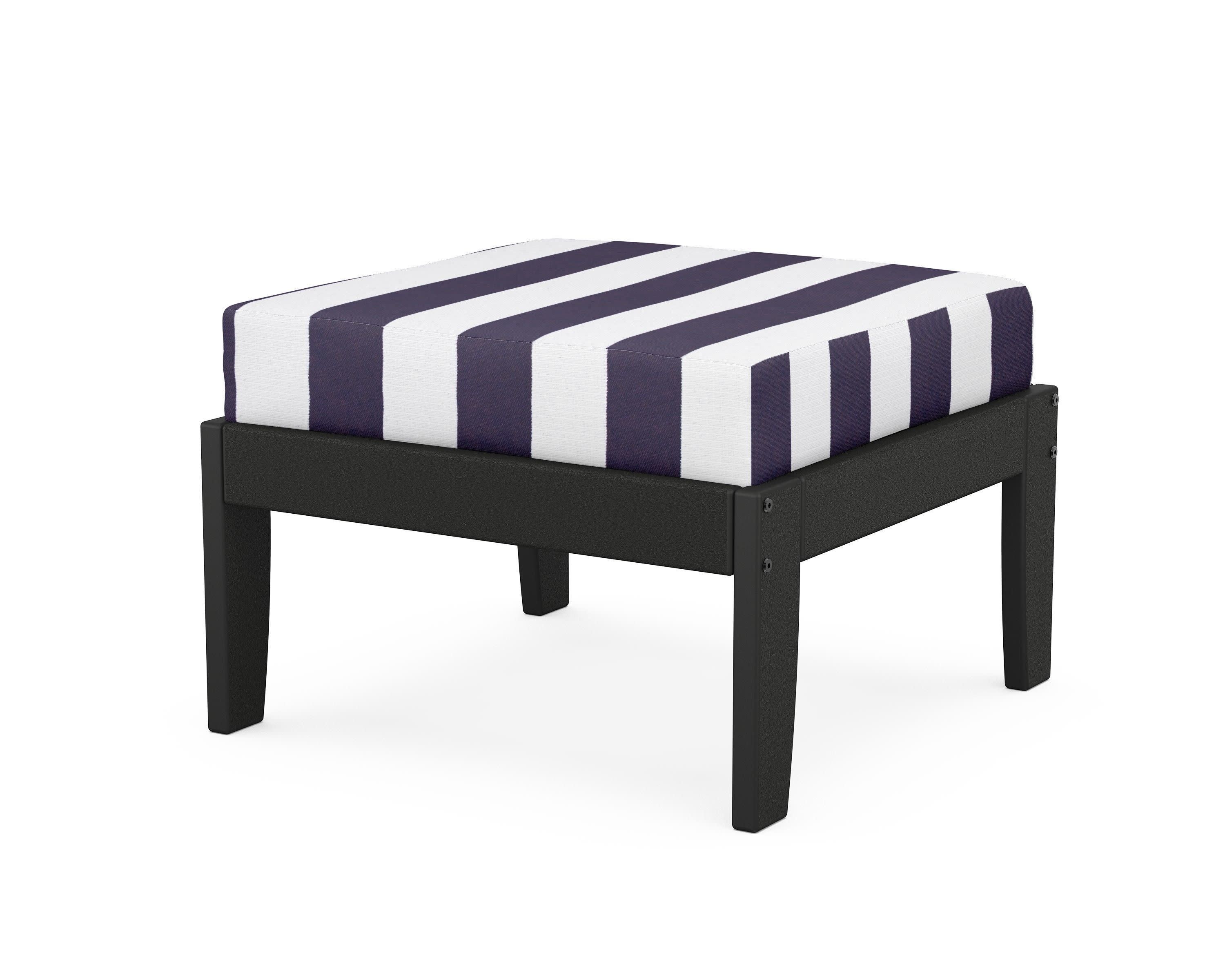 Modular Ottoman - Classic in Black / Cabana Stripe Navy