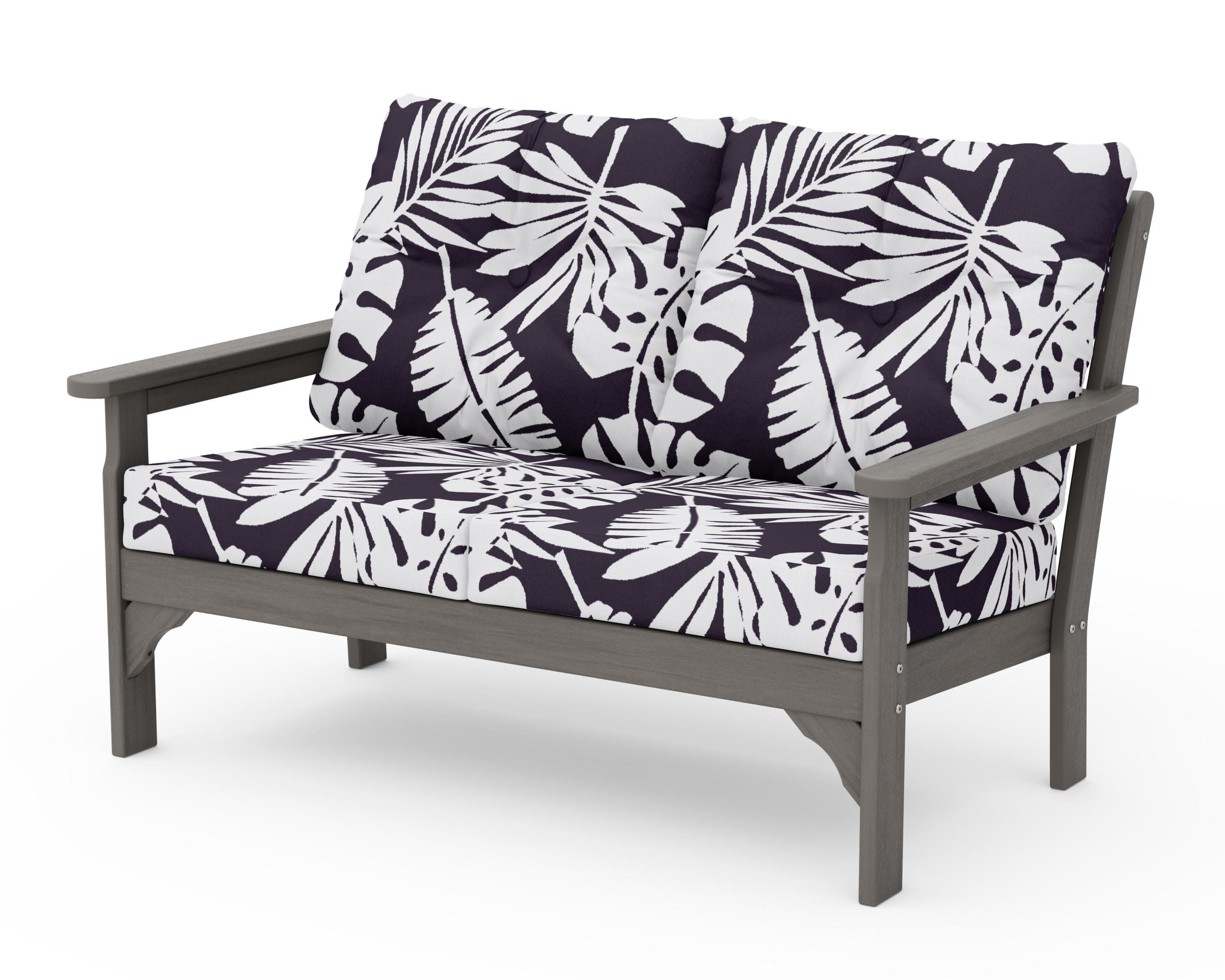Vineyard Deep Seating Loveseat in Driftwood / Leaf Navy