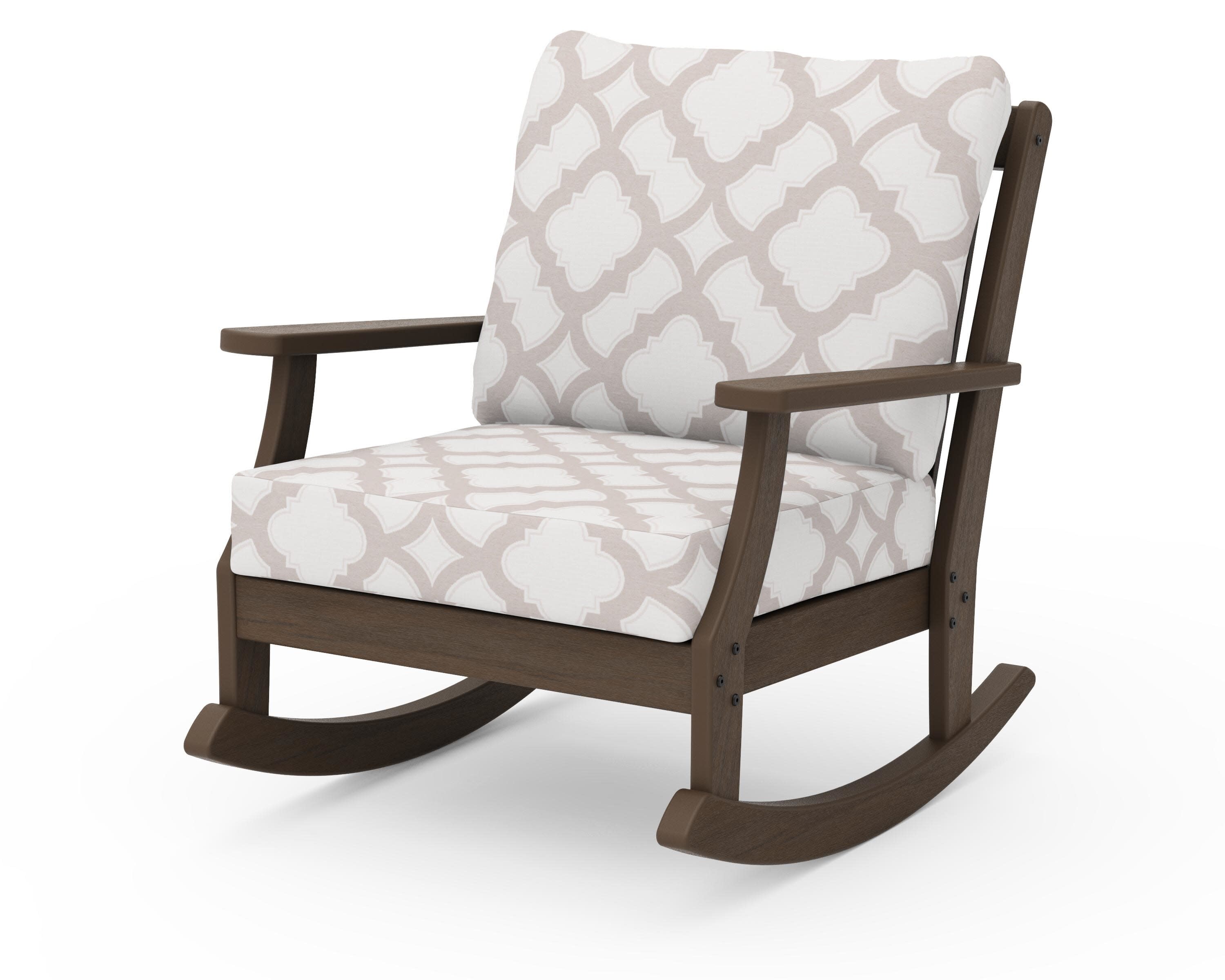 Braxton Deep Seating Rocking Chair in Kona / Trellis Dune Burlap